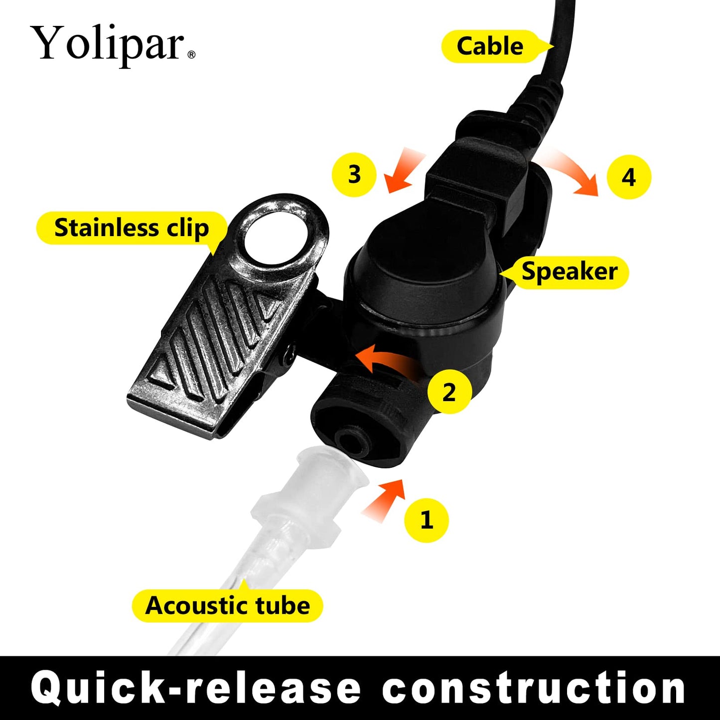 Auricular Yolipar TLK 100 Negro con Micrófono y Tubo Acústico Transparente para Motorola Radio SL300 SL3500e SL7550e SL7550 SL7580