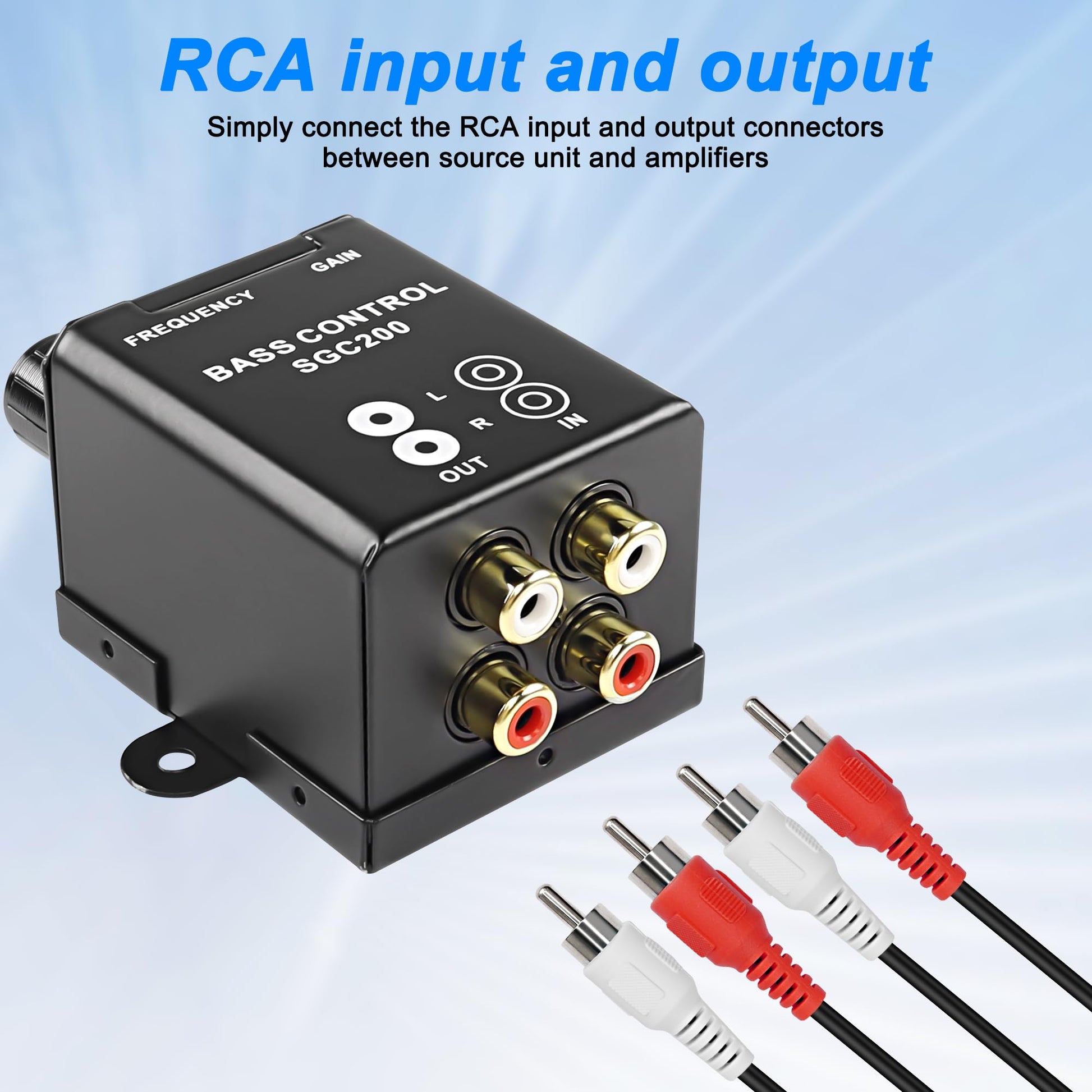 Perilla de Bajo MEIRIYFA RCA para Amplificador de Coche en Negro, Regulador Universal de Ganancia de Audio