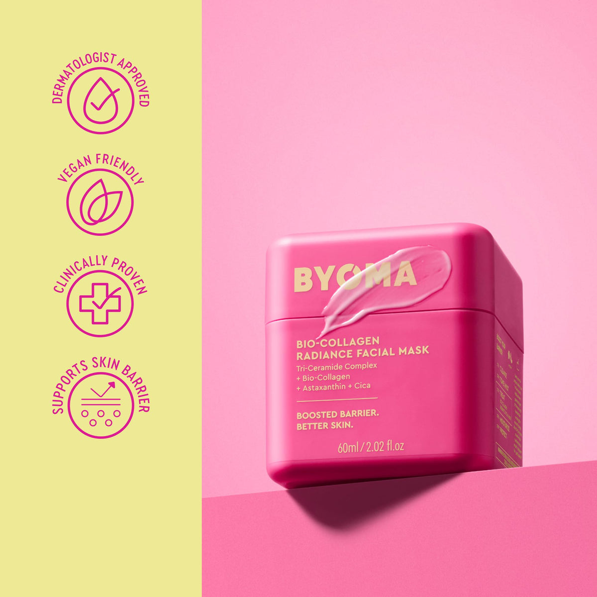Byoma Máscara Facial Bio-collagen Radiance, Máscara de Lámina Líquida Transformadora, Resplandor Instantáneo, Mejora Elasticidad, Reduce Arrugas