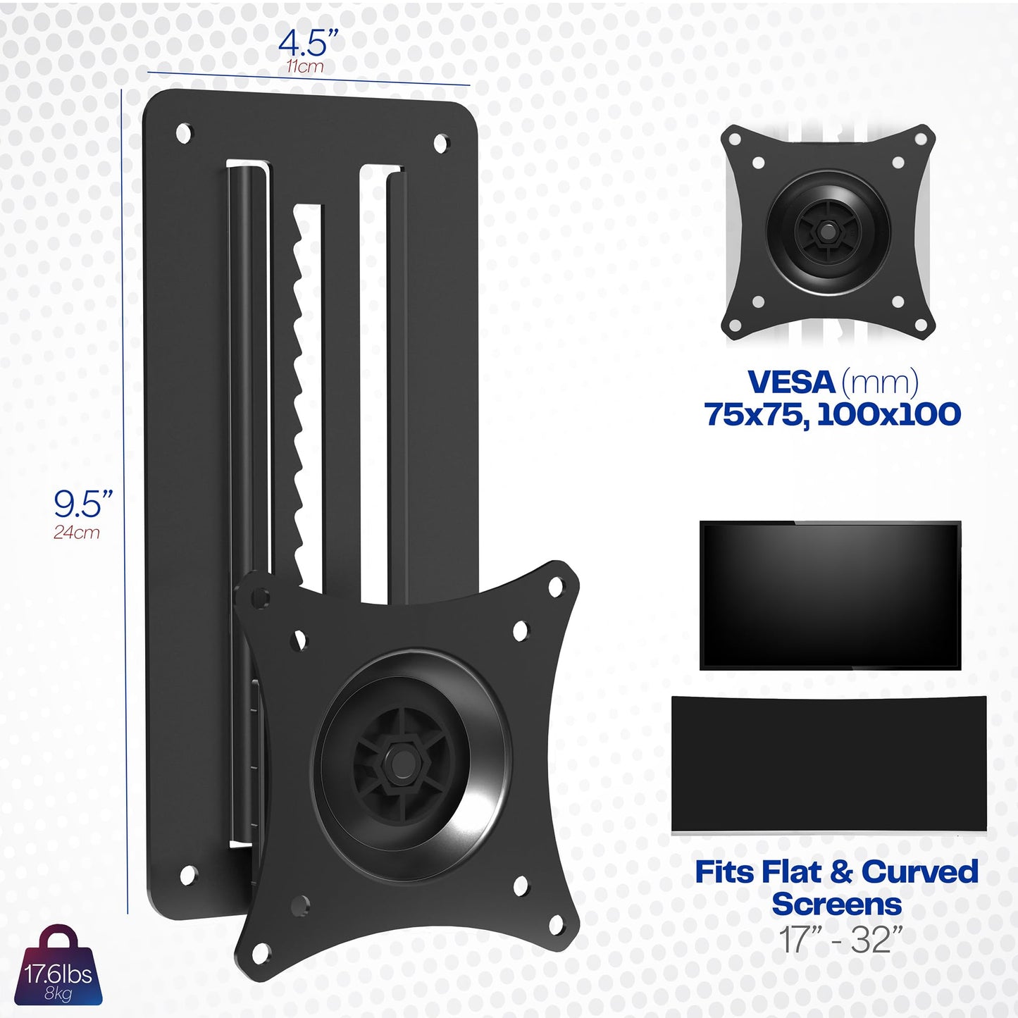 Soporte de Pared VIVO articulado para un Solo Monitor