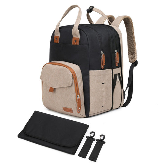 Mochila para Pañales Qualyphant Caqui Negro con Bolsas Expandibles de 35 L para Mamá y Papá