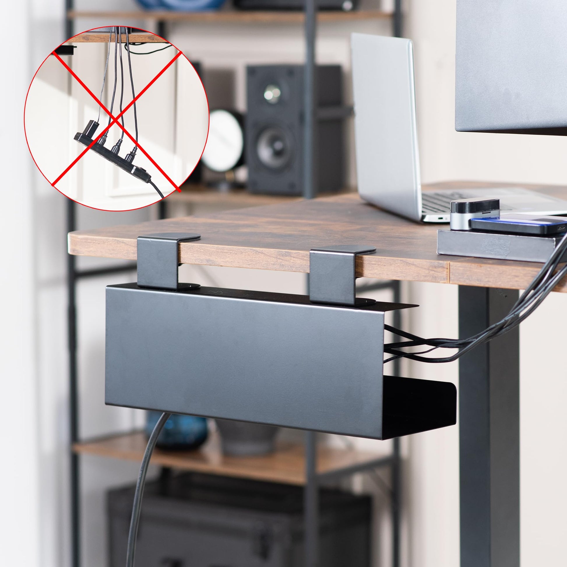 Vivo - Sistema de charola de alimentación con Abrazadera de Acero de 17 Pulgadas para Escritorio, Organizador de Cables sin gestión de Taladro, enrutamiento de Cables fácil, Negro, DESK-CM6L-B