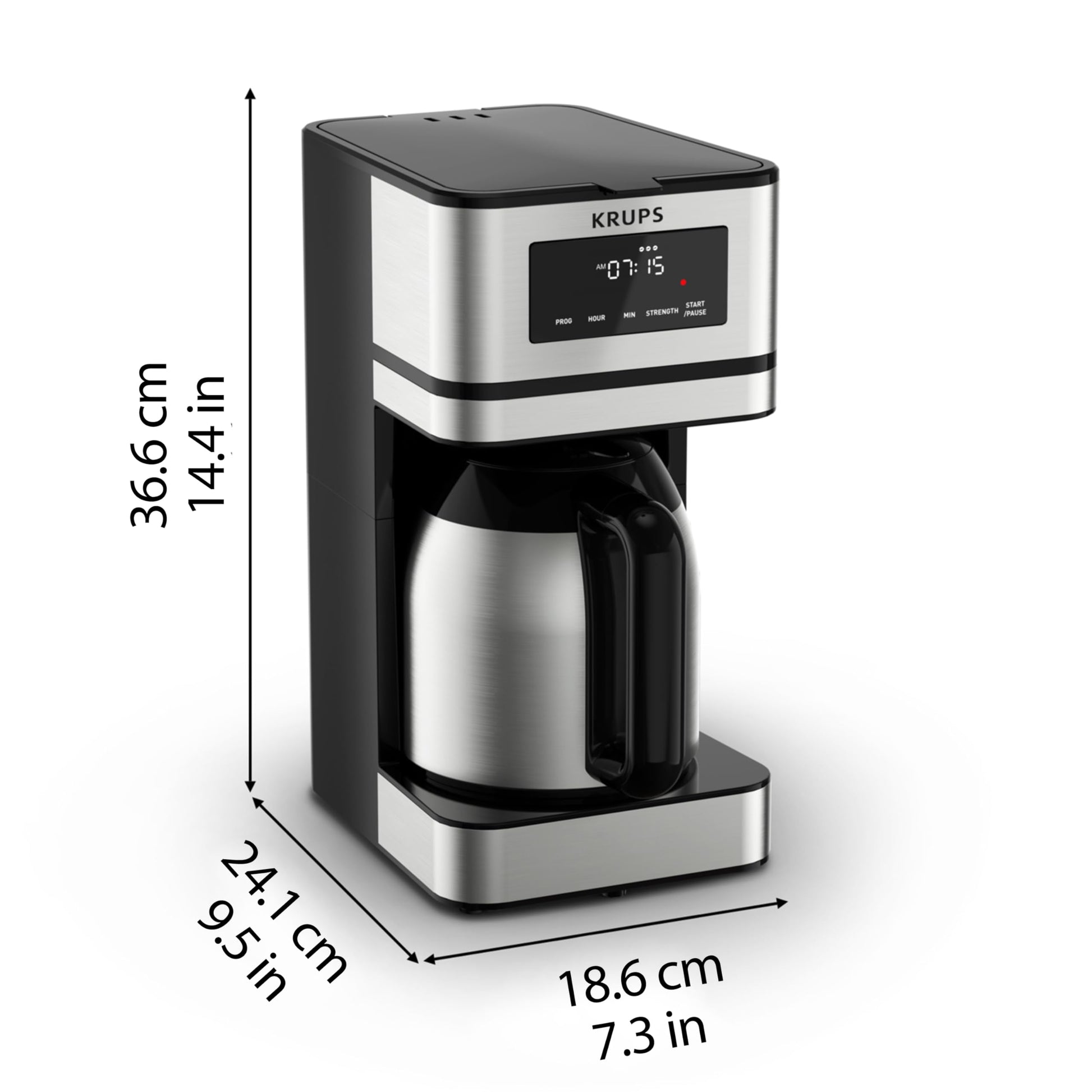 Krups Cafetera de jarra térmica con filtro permanente Simply Brew Thermal, 14 tazas, Programable, KM209D50