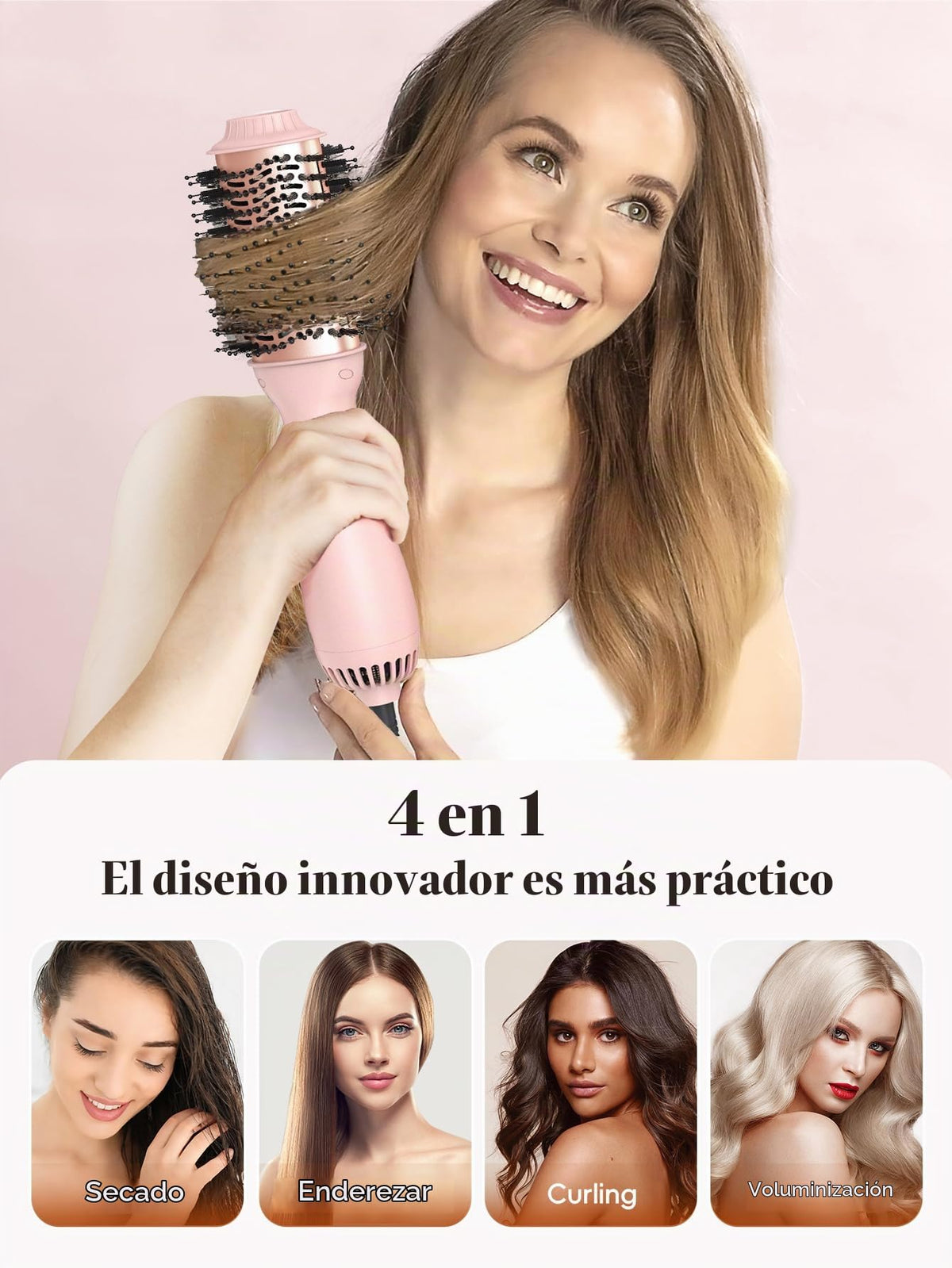 Cepillo Secador LANDOT Negro con Tecnologías Iónica y Cerámica para Dar Volumen y Alisar