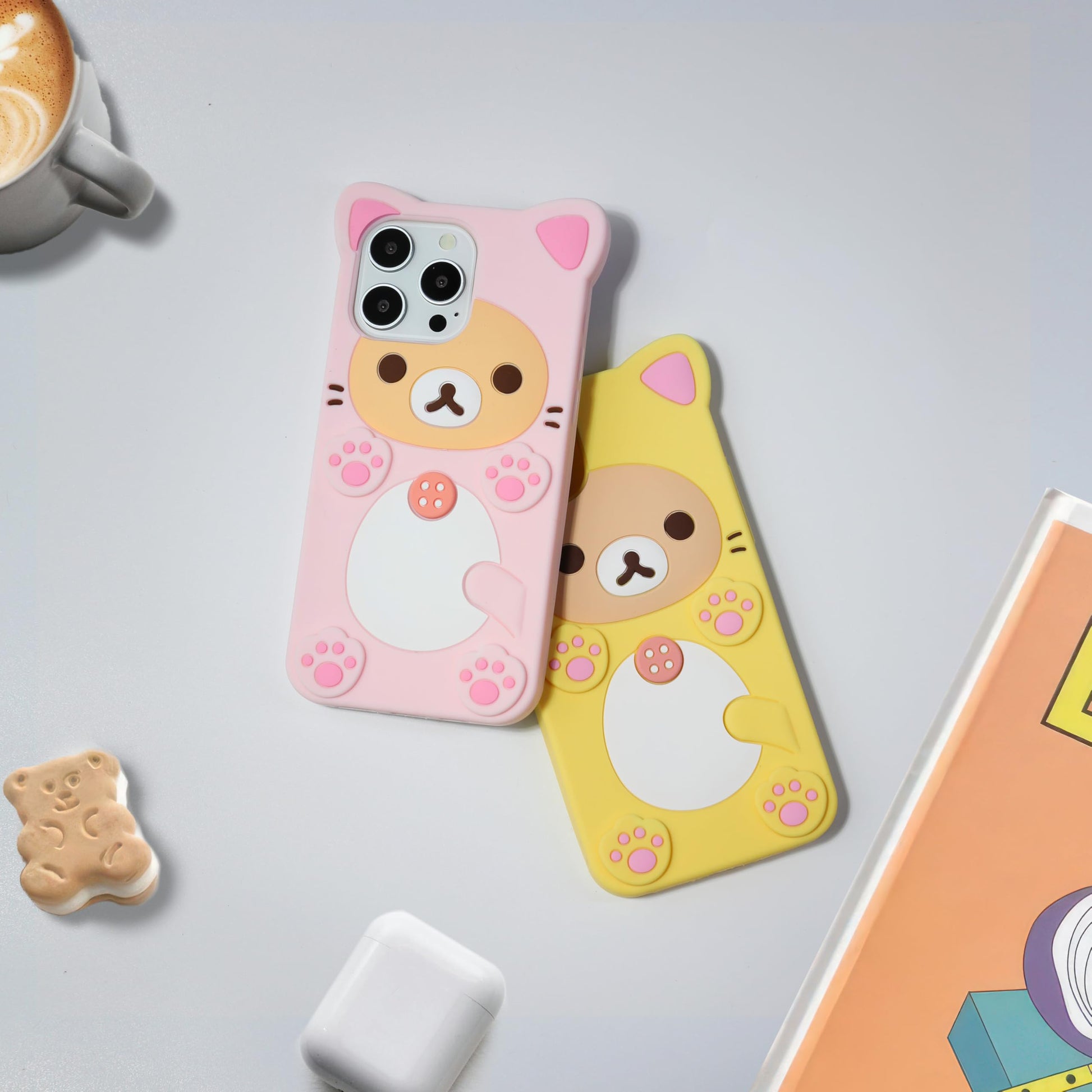 IAIYOXI - Funda 3D con diseño de oso de dibujos animados para iPhone SE 2022, de moda y elegante, divertido diseño de oso rosa, funda protectora de TPU suave, funda de silicona Kawaii para mujeres,