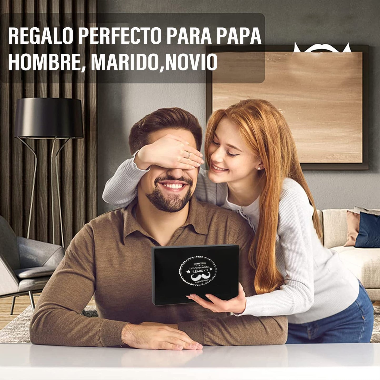 Kit completo de cuidado para barba con crecimiento, accesorios de calidad premium y presentación de lujo - Ideal para regalo para hombres - Incluye aceite, bálsamo, rodillo, shampoo y más - ¡Perfecto para papás!