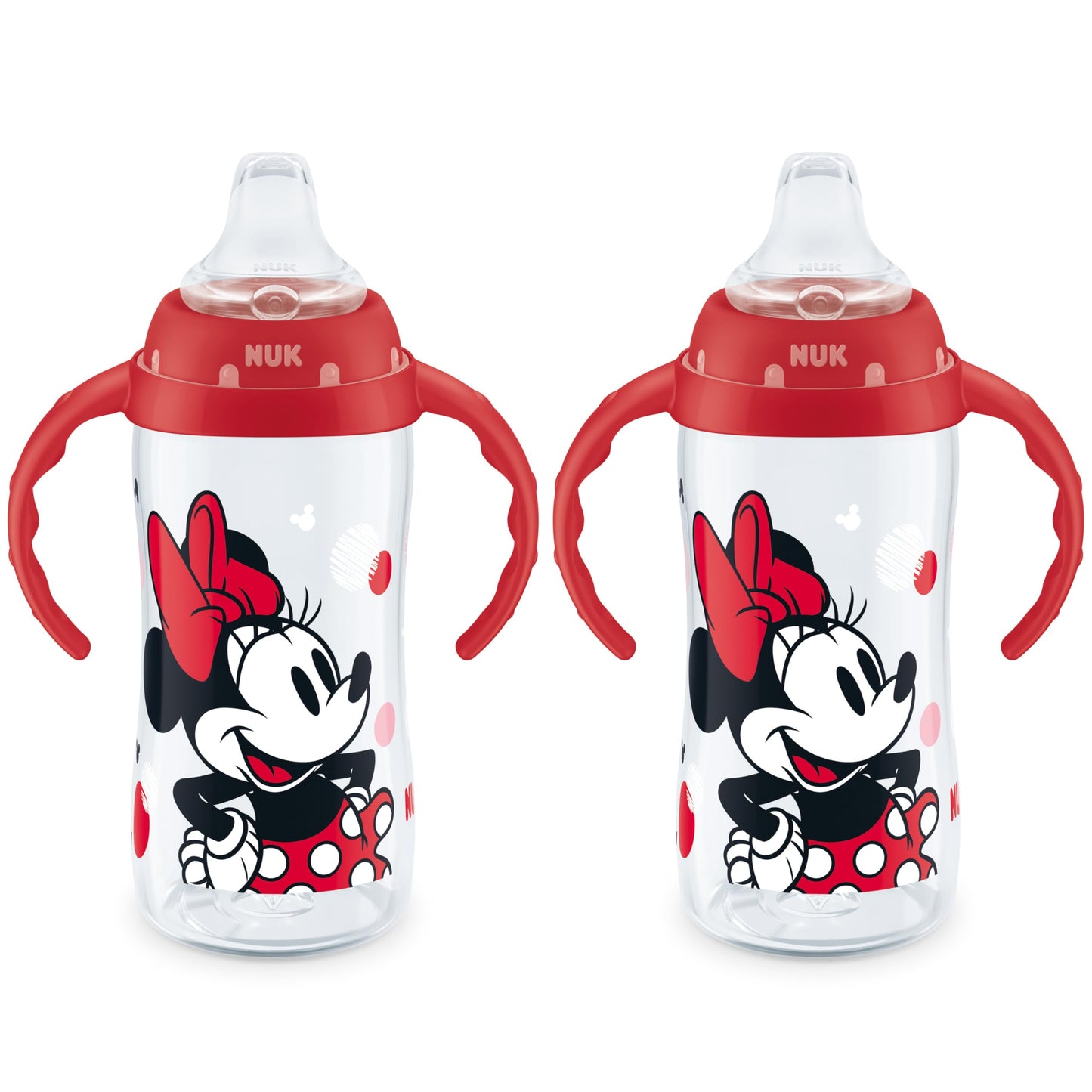 NUK - Taza de aprendizaje de 10 onzas, paquete de 2, Minnie Mouse - boquilla suave, asas de fácil agarre, sin BPA, a prueba de derrames