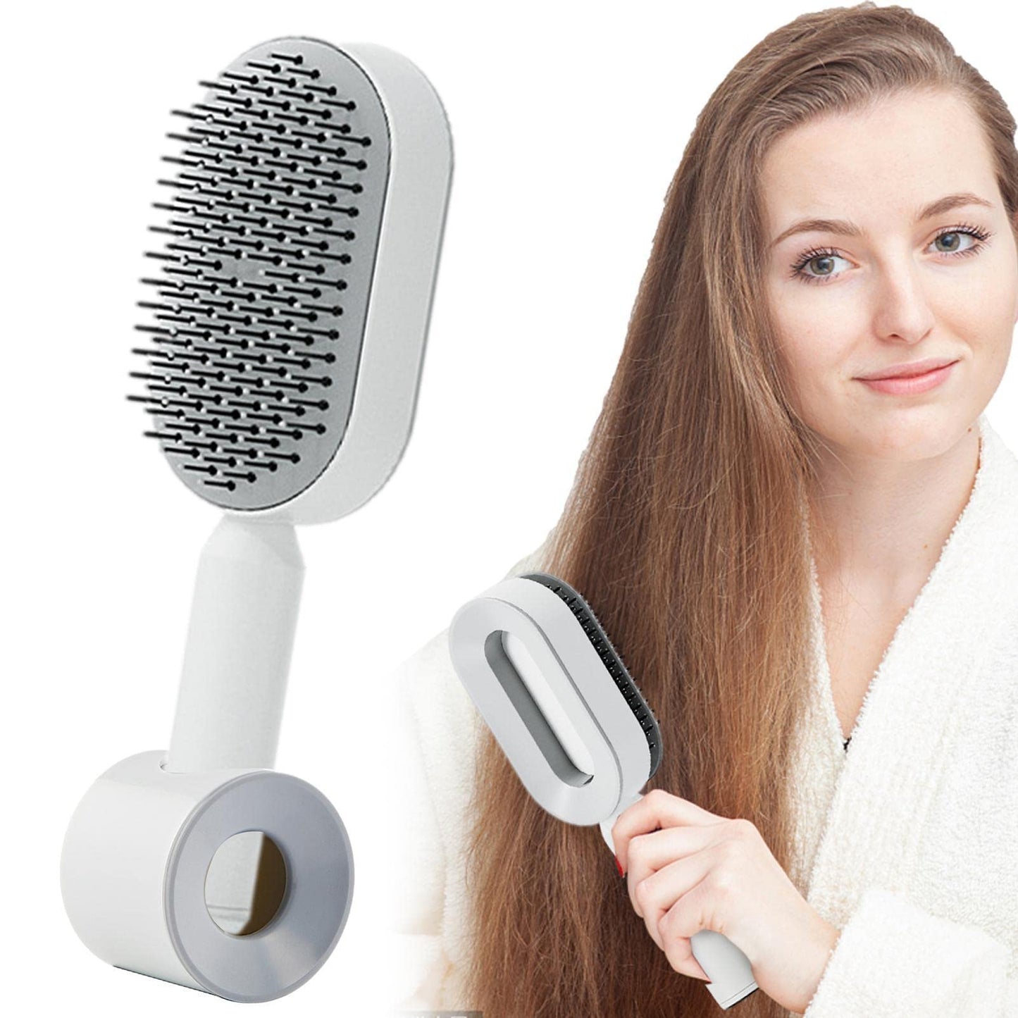 Germplasm Cepillo Desenredante para Cabello Largo de Mujer, con Bolas Desenredantes y Cojín de Aire Flexible, Blanco