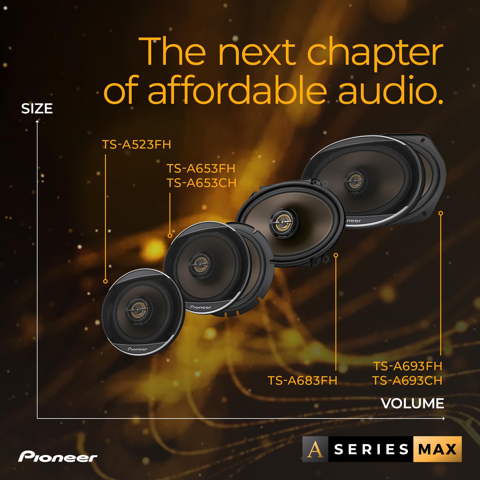 Altavoces Pioneer Serie A MAX TS-A693FH Negro, 2 Vías 6 x 9 Pulgadas 450 W, Sonido Equilibrado y Graves Mejorados