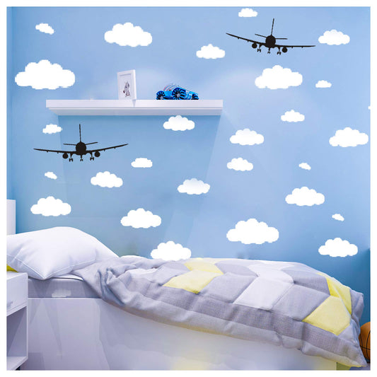 Calcomanías de Pared de Nubes Vinilo CUNYA Negro Removibles para Habitación de Bebé y Niños