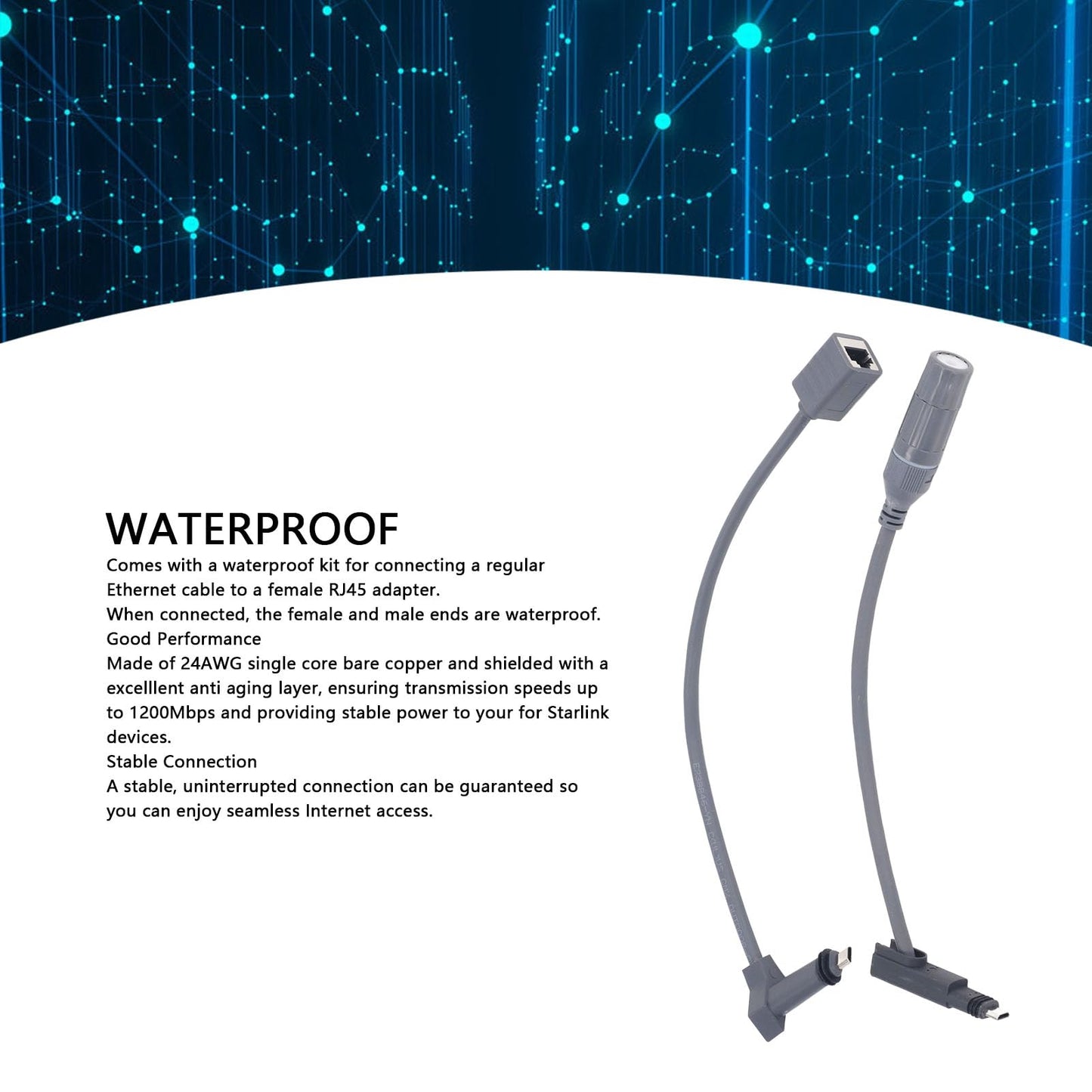 Adaptador RJ45 SPX Negro de Alta Velocidad 1200Mbps Gen 2 para Router