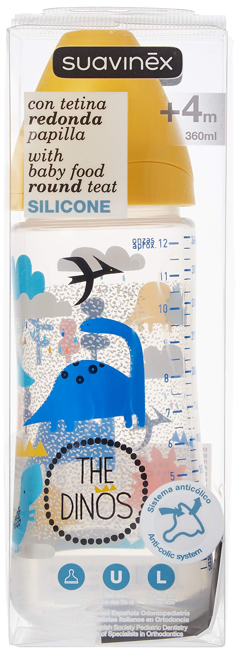 Biberón SUAVINEX Azul Flujo Papilla Arrows 360 Ml