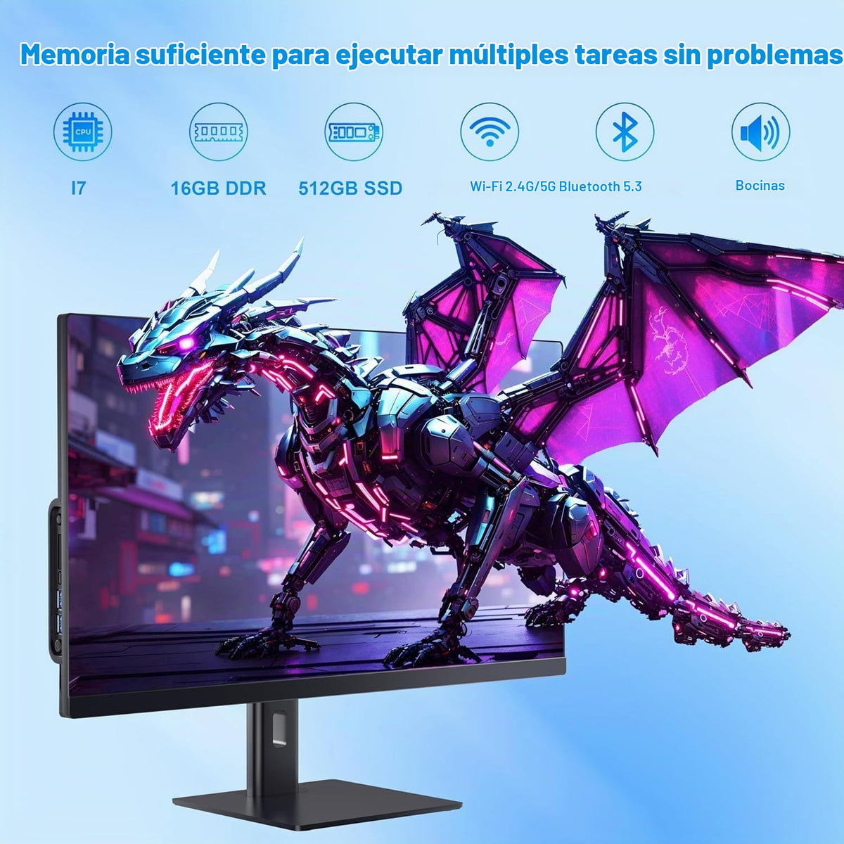 PC Todo en Uno Core i7 FHD IPS 27 Pulgadas con Visualización Giratoria y Cámara Web Emergente