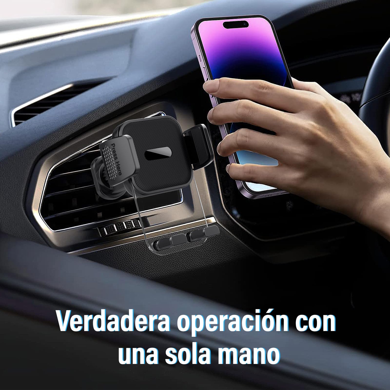 KIROGILY Soporte para Celular Automovil, Porta Celular para Auto de 360°, Uso con Una Mano, Soporte Celular Auto para Rejillas de Ventilación, Compatible con la Mayoría de Los Teléfonos Inteligentes
