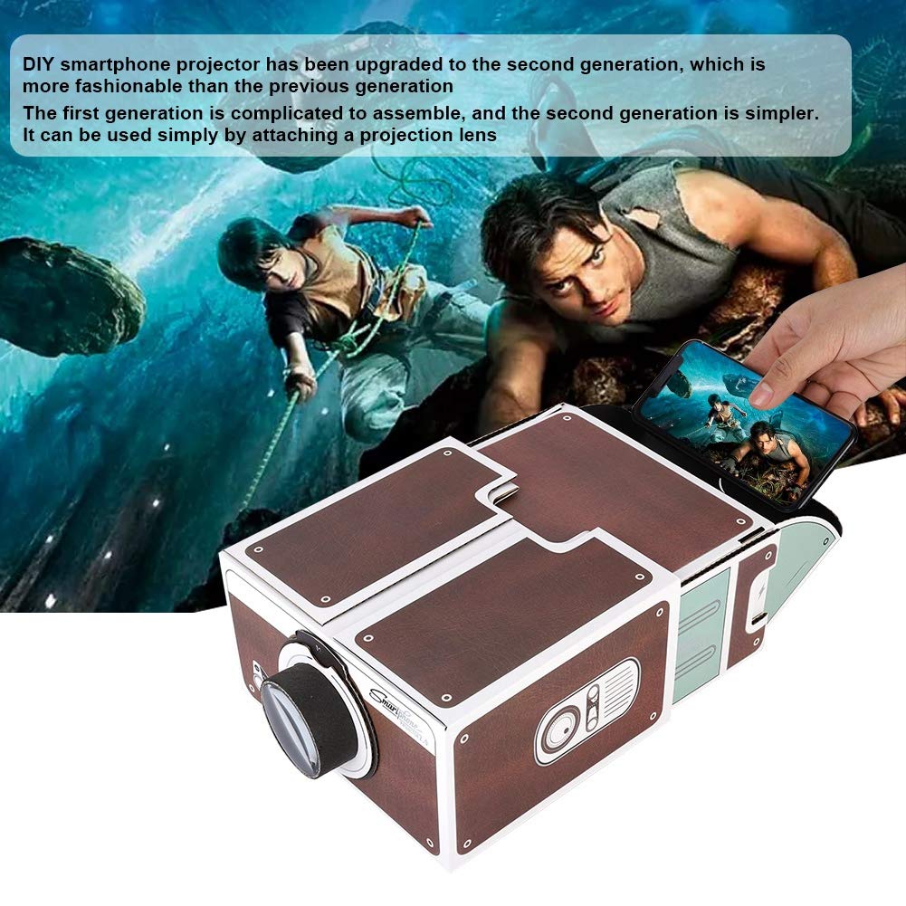 Qioni Mini Portátil Videoproyector de Cine en Casa Segunda Generación Proyector de Video para Video/Películas/Juegos/Cine en Casa DIY Inteligente Proyector para Teléfonos Móviles