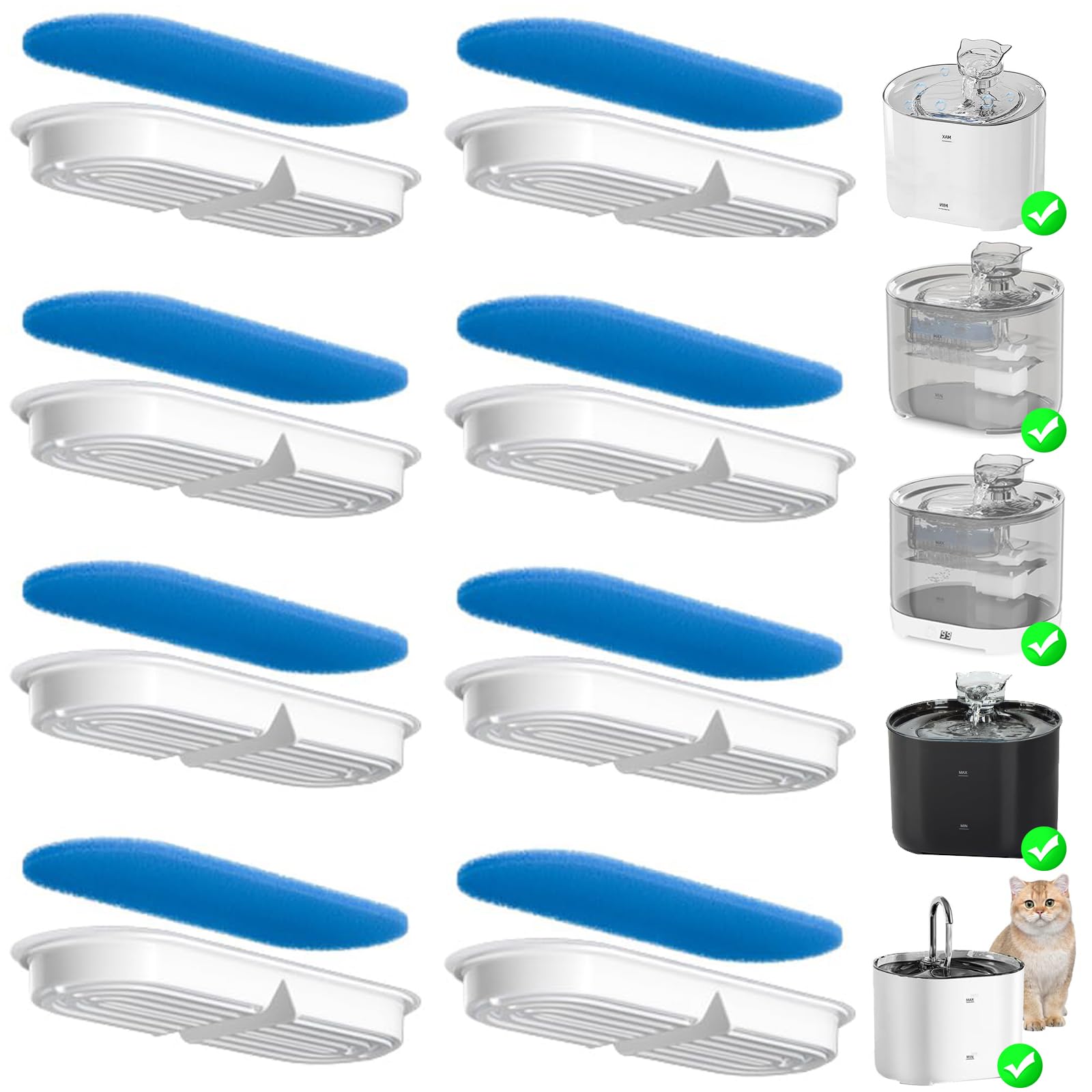 Filtros para Fuente de Gatos ESRAIN Resina y Carbón Activo 8 Piezas