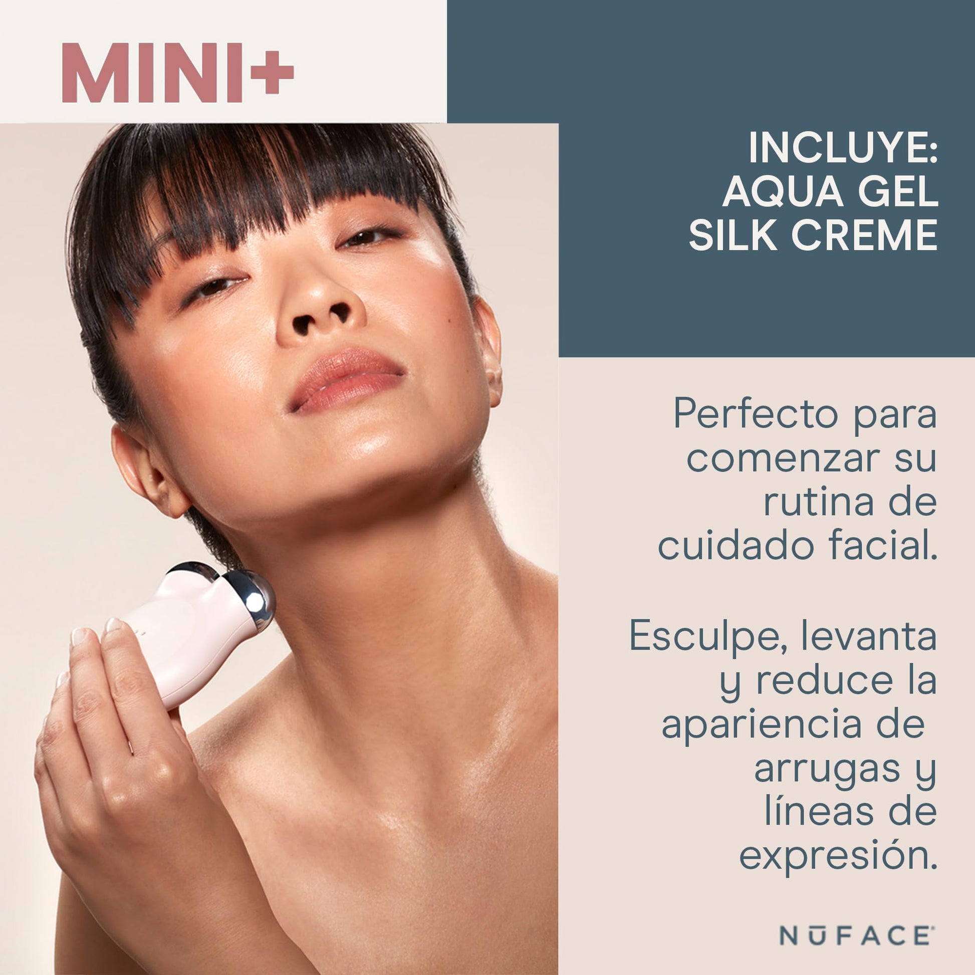 NUFACE | Skin Care Mujer Kit de Inicio MINI+ | Dispositivo Portátil Microcorriente Facial Negro + 2 Serum y Brocha | Gel Conductor Facial Hidratante Facial con Acido Hialuronico | Skincare Kit