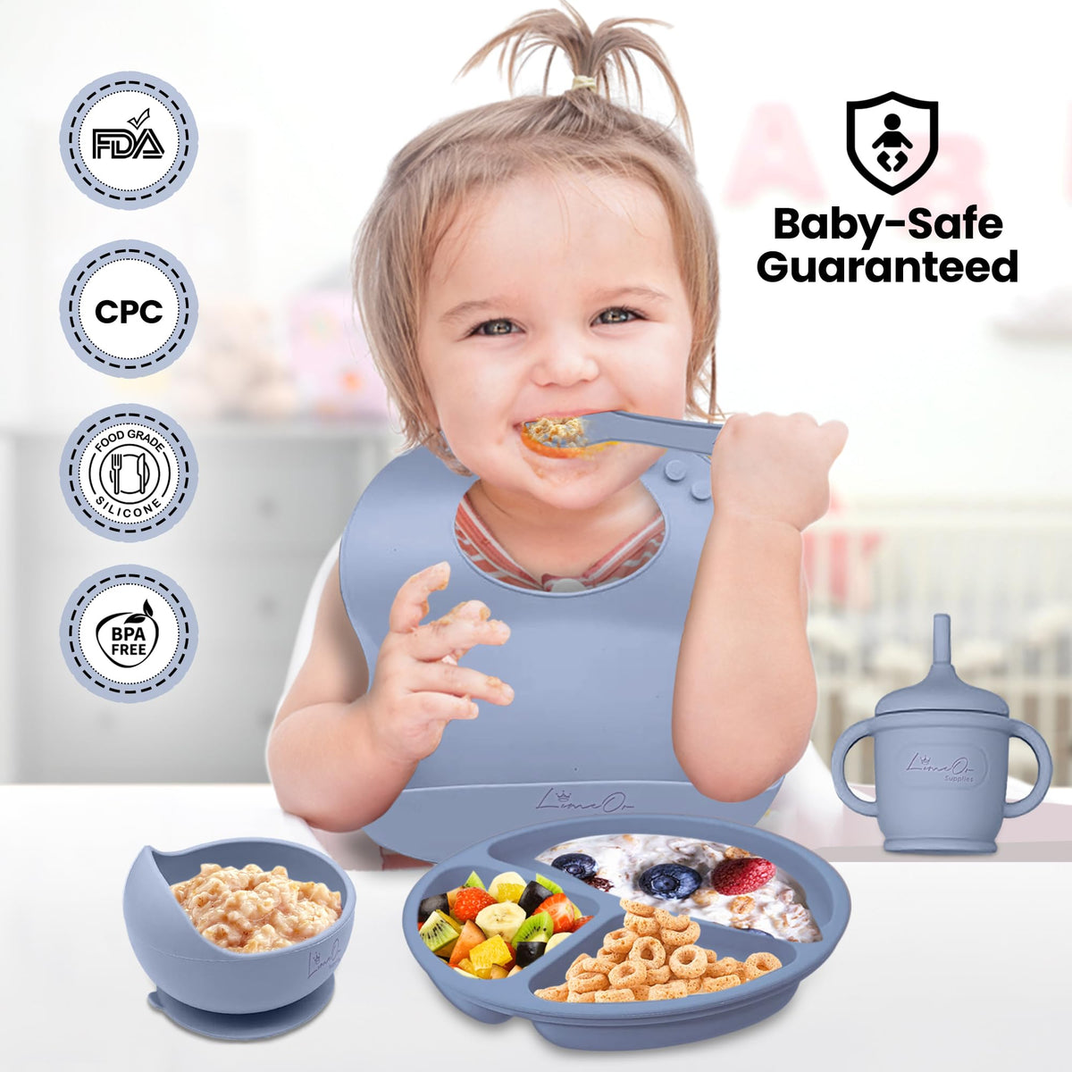 Juego de 14 platos y cuencos de silicona para bebés