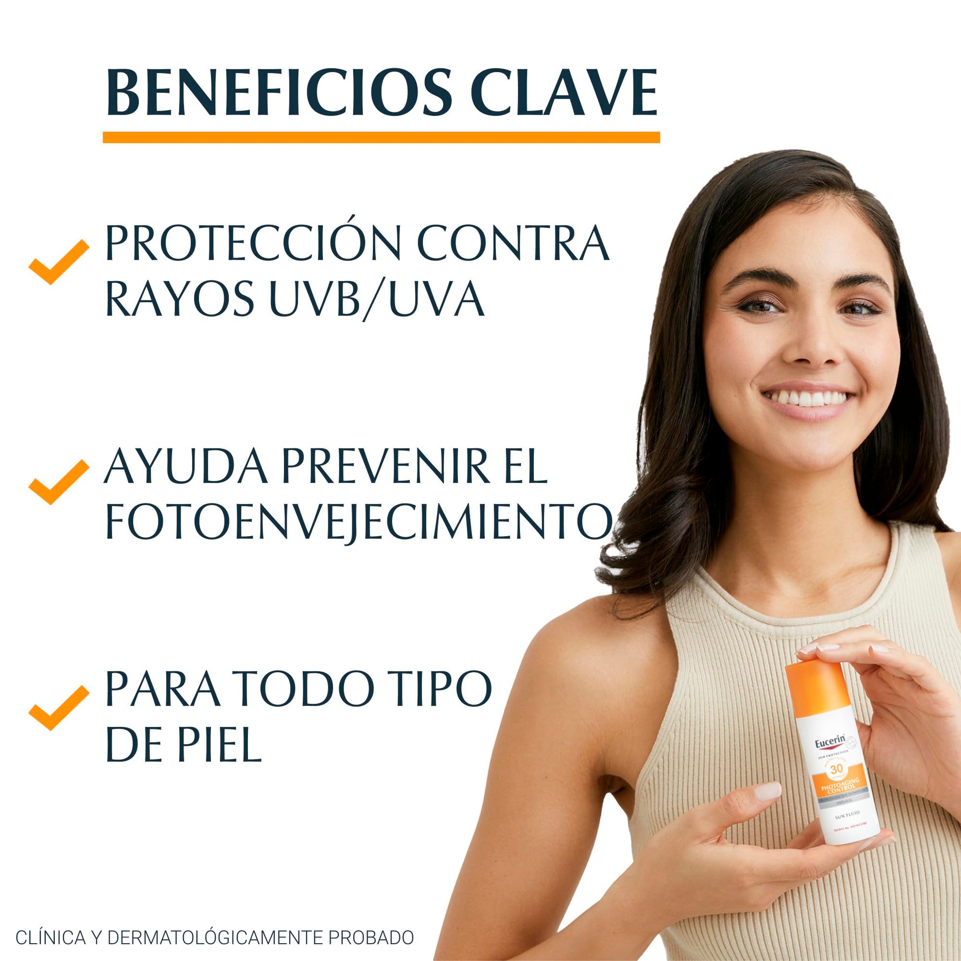Protector Solar Facial Eucerin Sun anti Edad con Ácido Hialurónico FPS 50+