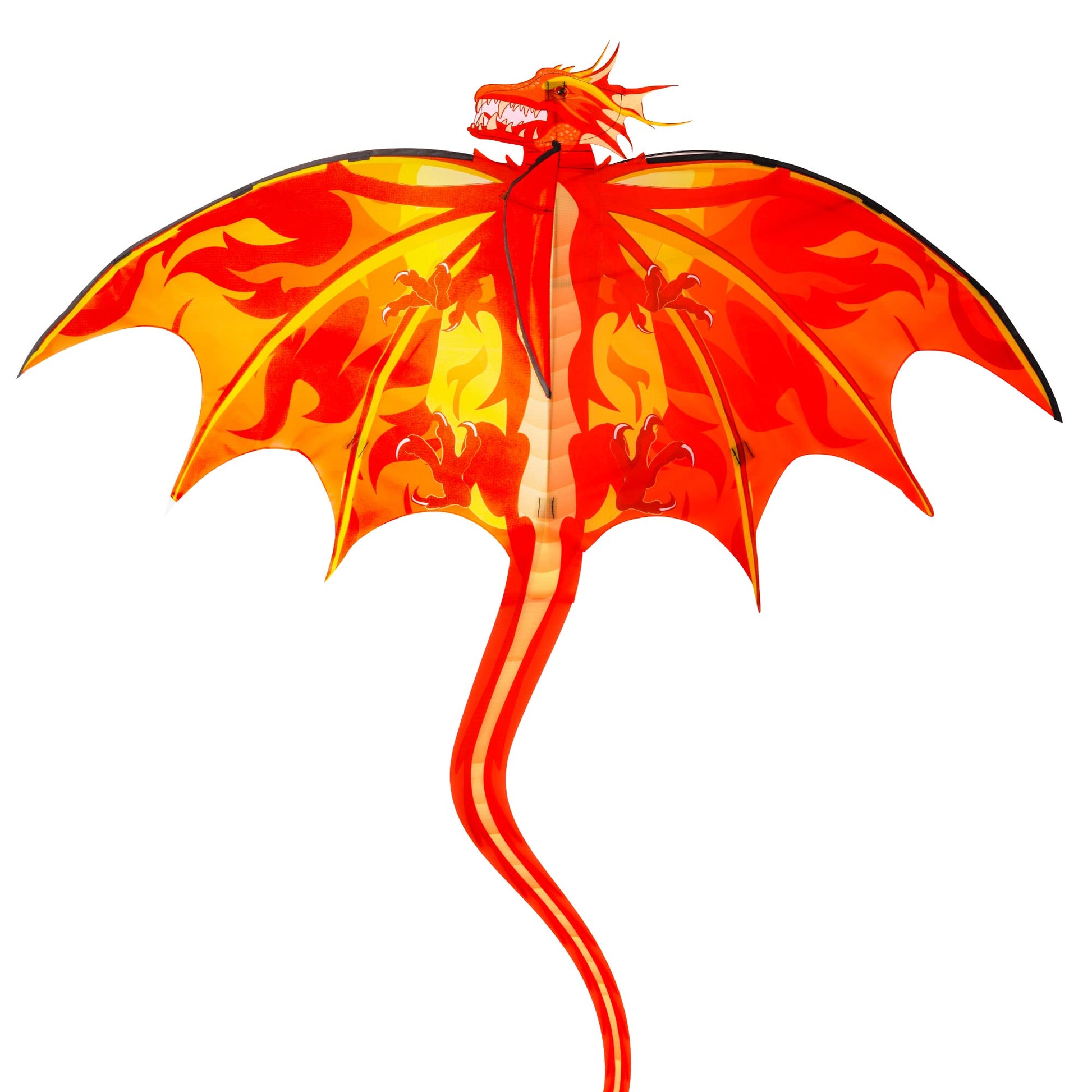 Crogift- Paquete de 4 Cometas: Cometa de dragón de Fuego Grande, Cometa de Serpiente Verde, Cometa de pez Diablo, molusco Rojo, Pulpo con LON