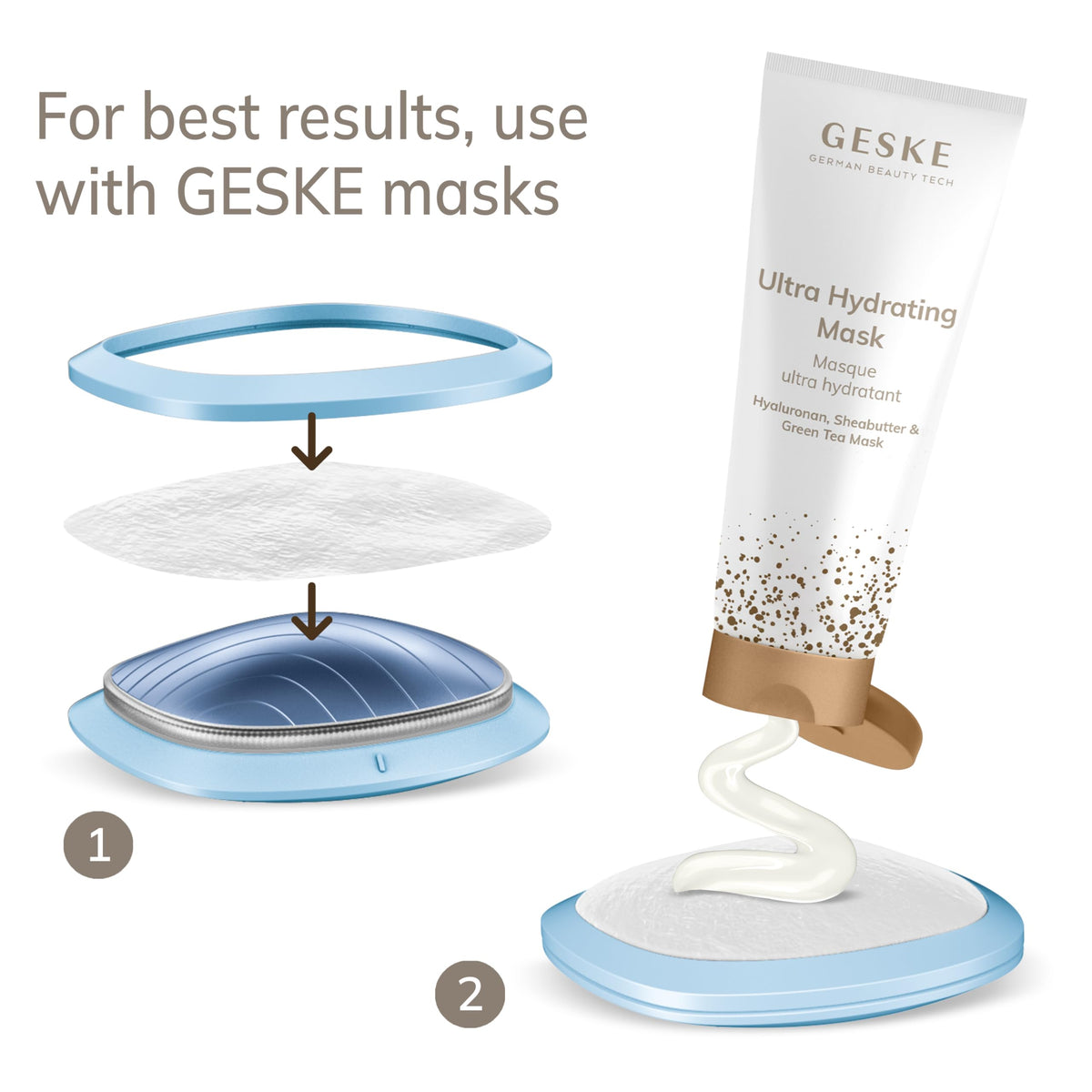 GESKE | SmartAppGuided™ Sonic Warm & Cool Mask | 9 en 1 | Máscara facial LED de belleza | Espectro LED completo y terapia de luz roja | Calor/frío | Mayor absorción de productosl | masajeador facial