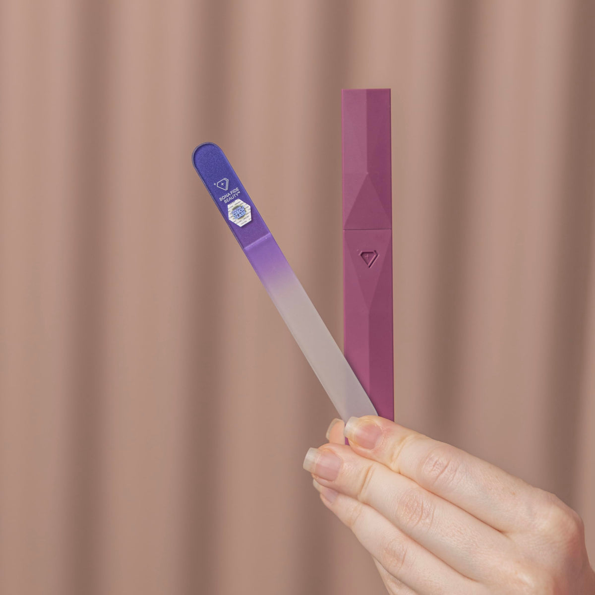 Bona Fide Beauty Crystal Nail Files - 3 Piece Violet Genuine Czech Glass Nail Files with Cases - Best Nail Files for Nail Care & Nail Art - Great Manicure & Pedicure Glass Fingernail Files