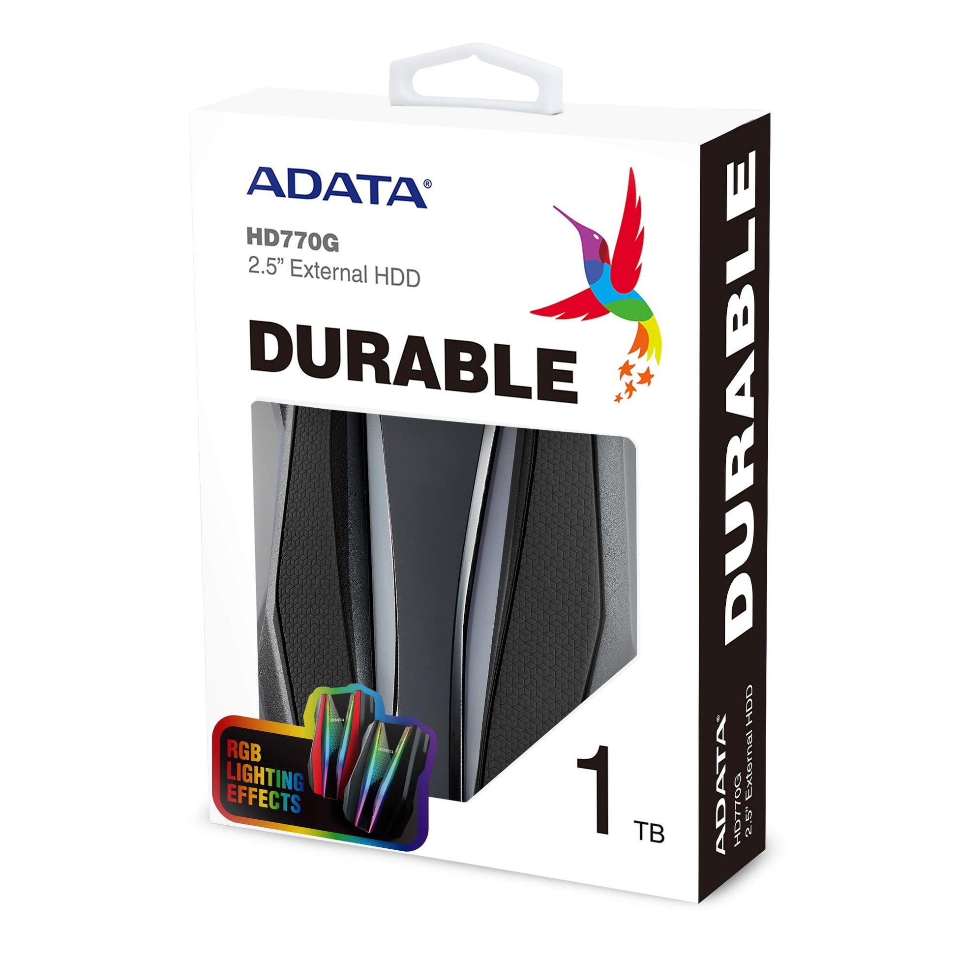 Disco Duro Externo ADATA Negro Resistente a Golpes Agua y Polvo RGB 1 TB Grado Militar