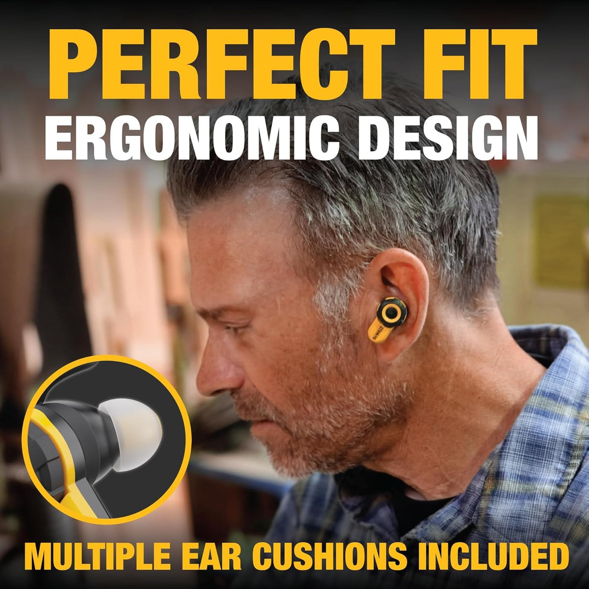 Auriculares Inalámbricos Bluetooth DEWALT Negro con Reducción de Ruido Jobsite Pro X2 ANC True