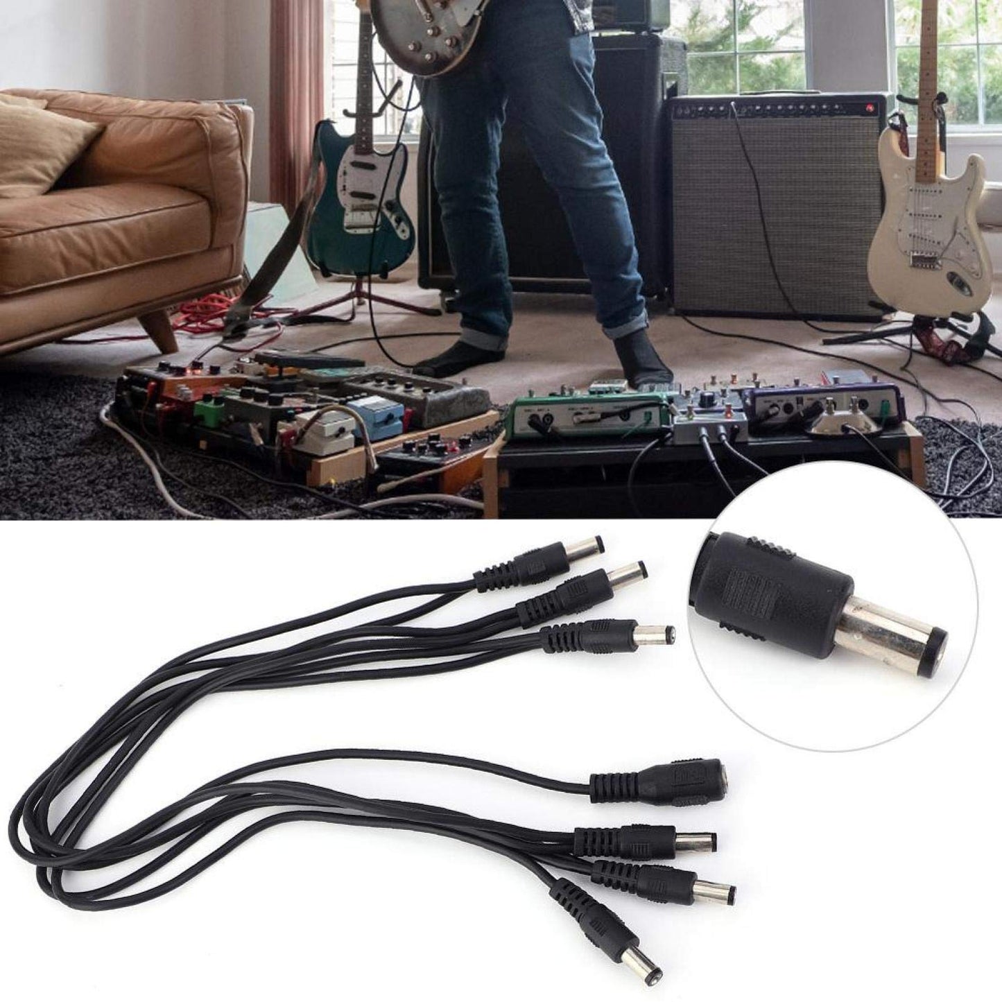 Fybida Adaptador Recto Daisy Chain OD09 1 a 6 para Adultos para Guitarra eléctrica Cables adaptadores