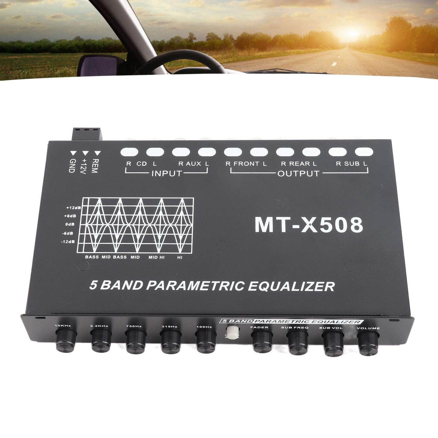 Ecualizador de Audio Accesorios para Automóviles Negro Ajustable 5 Bandas EQ Estéreo Gráfico para Automóvil