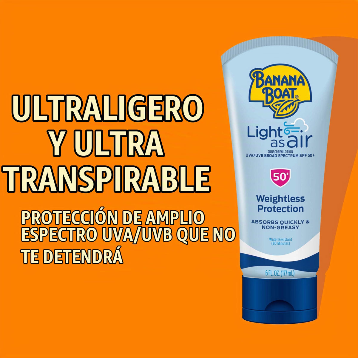 Protector Solar Loción Banana Boat Light As Air SPF 50 Amplio Espectro 6oz 2 Unidades