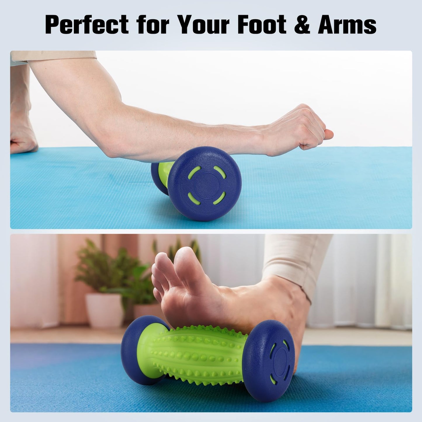 Juego de bolas masajeadoras para fascitis plantar, rodillo de 1 pie y 2 bolas de masaje con pinchos, tejido profundo, para alivio de la fascitis plantar, terapia de punto de activación, alivio del estrés