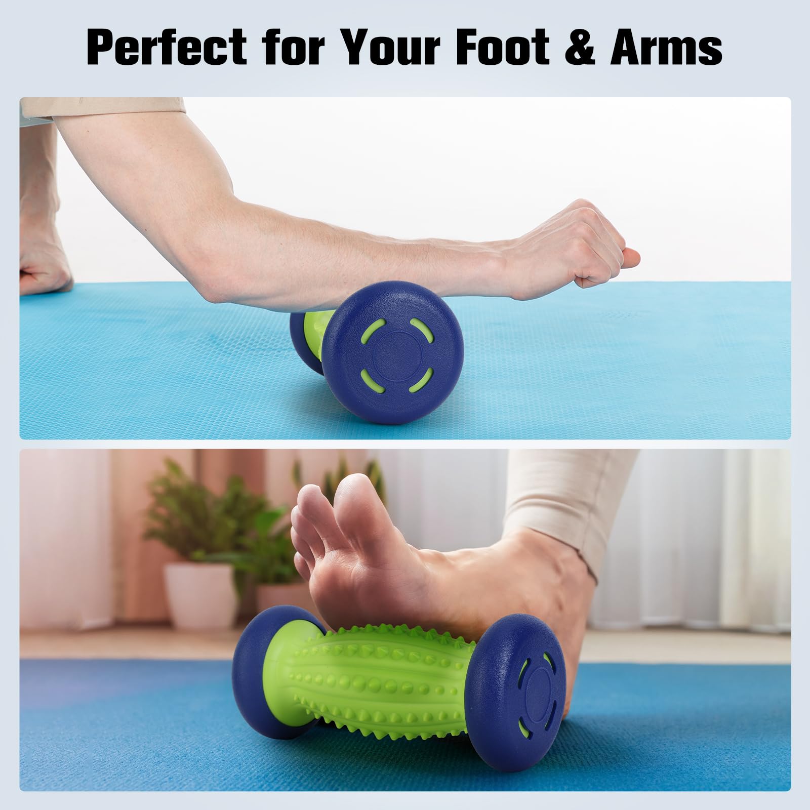 Juego de bolas masajeadoras para fascitis plantar, rodillo de 1 pie y 2 bolas de masaje con pinchos, tejido profundo, para alivio de la fascitis plantar, terapia de punto de activación, alivio del estrés
