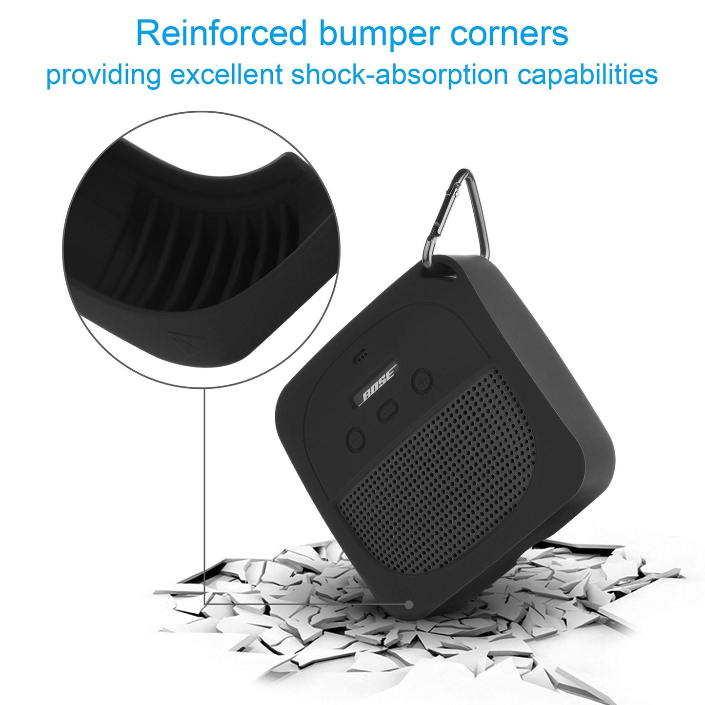 Txesign - Funda Protectora De Silicona Para Altavoz Portátil Bluetooth Bose Soundlink Micro A Prueba De Agua (Gris Oscuro)