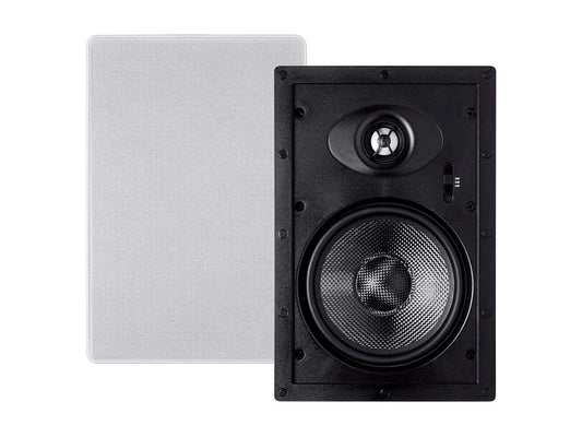 Mono 2-Way Carbon Fiber In-Wall Speakers - 6.5in (Pair) with Paintable Magnetic Grille - Alpha Series