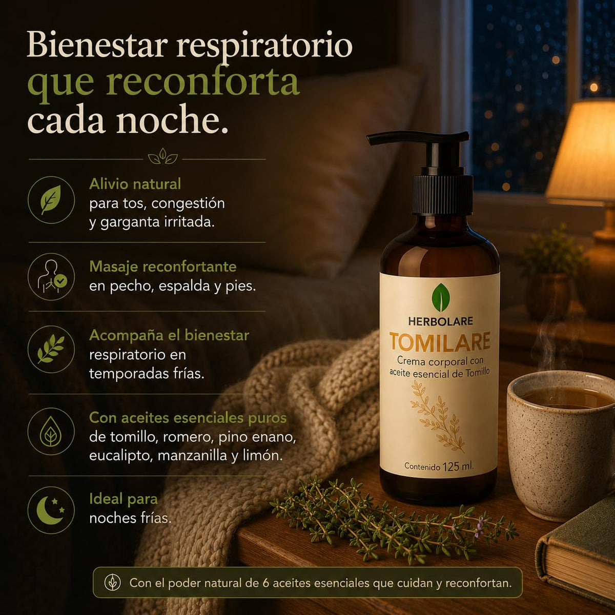 Herbolare Tomilare Crema con Tomillo 125 ml para Congestión y Tos