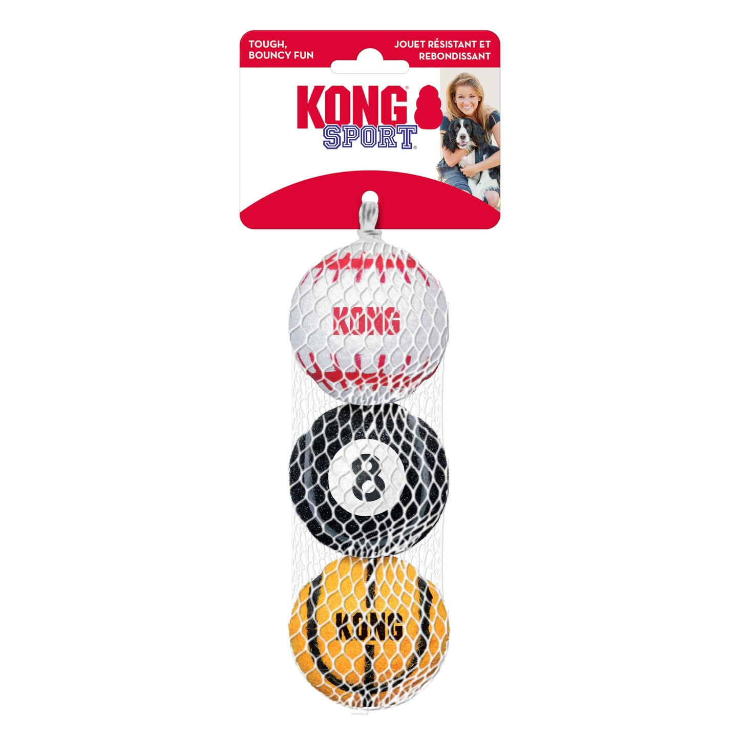 Kong Sport Balls Paquete de 3 Pelotas para Perro, Medianas, variadas