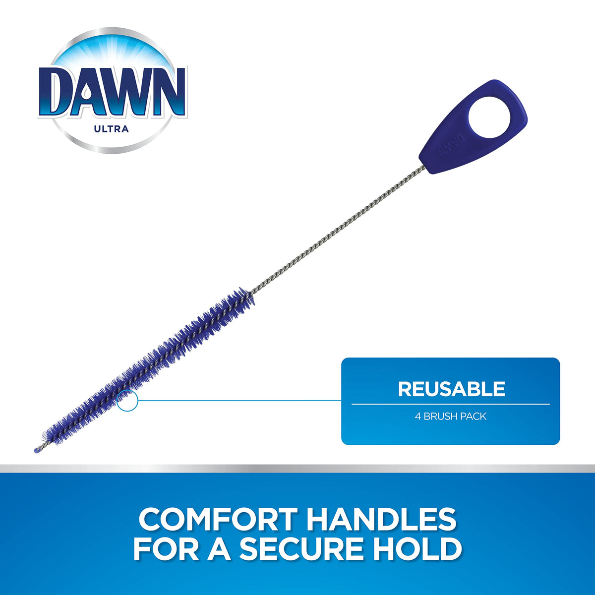 Dawn - Cepillo para Polvo de Limpieza para pajitas Reutilizables, Paquete de 4