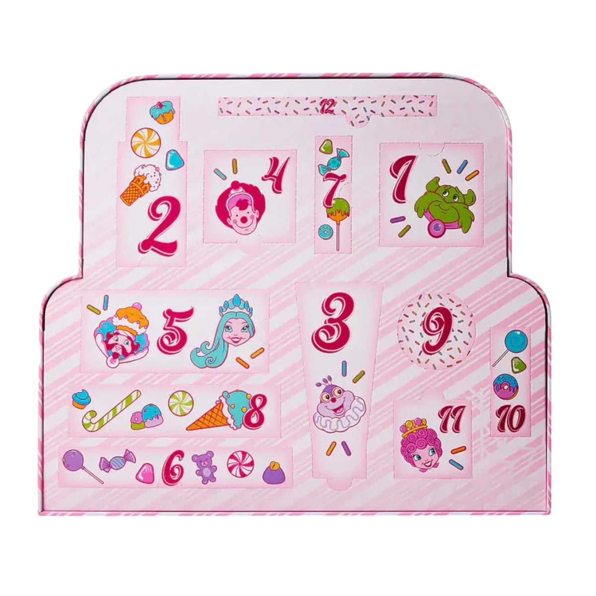Beauty Creations - Calendario De Adviento 12 Días, Candy Land, Set De Maquillaje y Cuidado Personal, Incluye Paleta, Rubores, Brochas, Labial y Accesorios