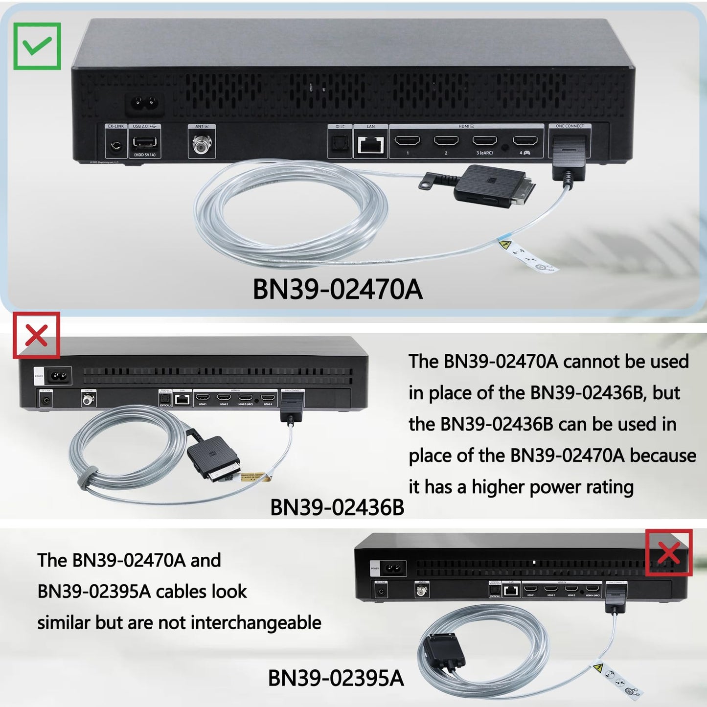 Cable de Conexión Invisible Tjweiqing BN39-02470A Compatible con Samsung The Frame QLED 4K Smart TV QN43-QN85LS03B
