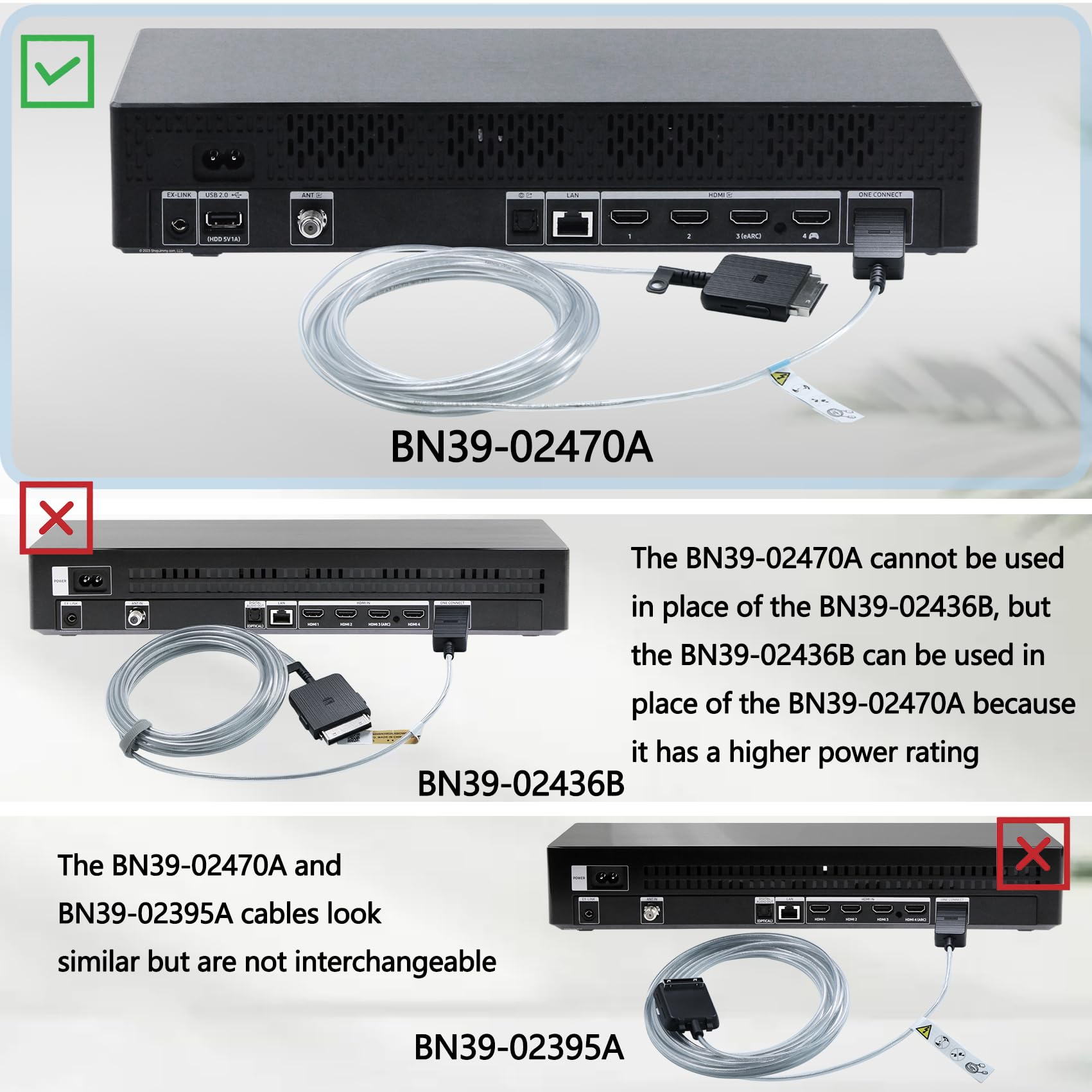 Cable de Conexión Invisible Tjweiqing BN39-02470A Compatible con Samsung The Frame QLED 4K Smart TV QN43-QN85LS03B
