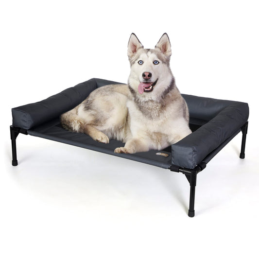 Cama Elevada para Mascotas K&H Pet Products Carbón Negro con Refuerzos Extraíbles Grande