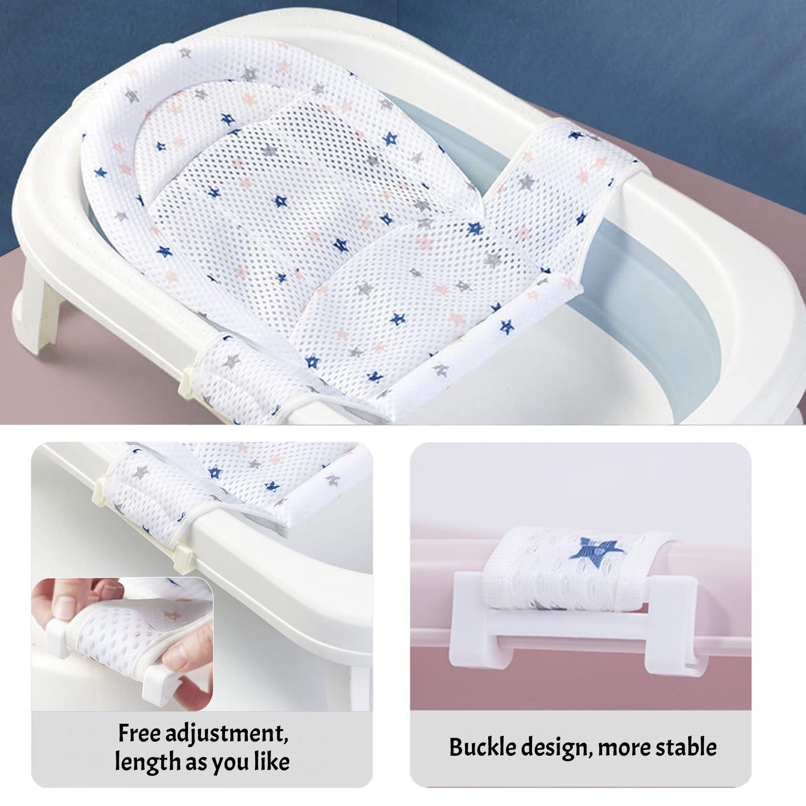 Red de Apoyo para Bañera Bebé Recién Nacido Malla Suave Ajustable