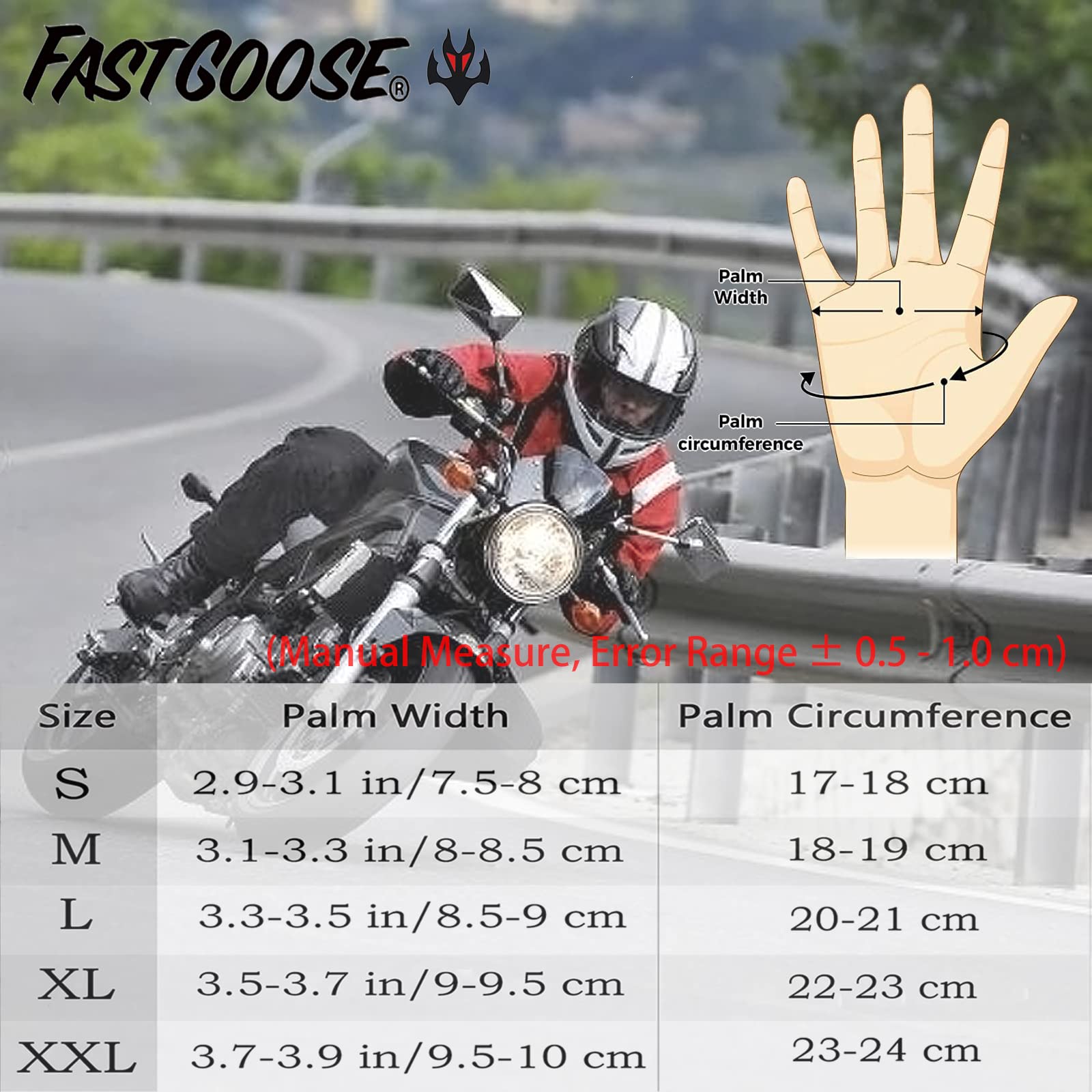 FASTGOOSE - Guantes de Motocross para Moto, ATV MX MTB, Todoterreno, Carreras Deportivas, Ciclismo (Rojo/Negro, Mediano)