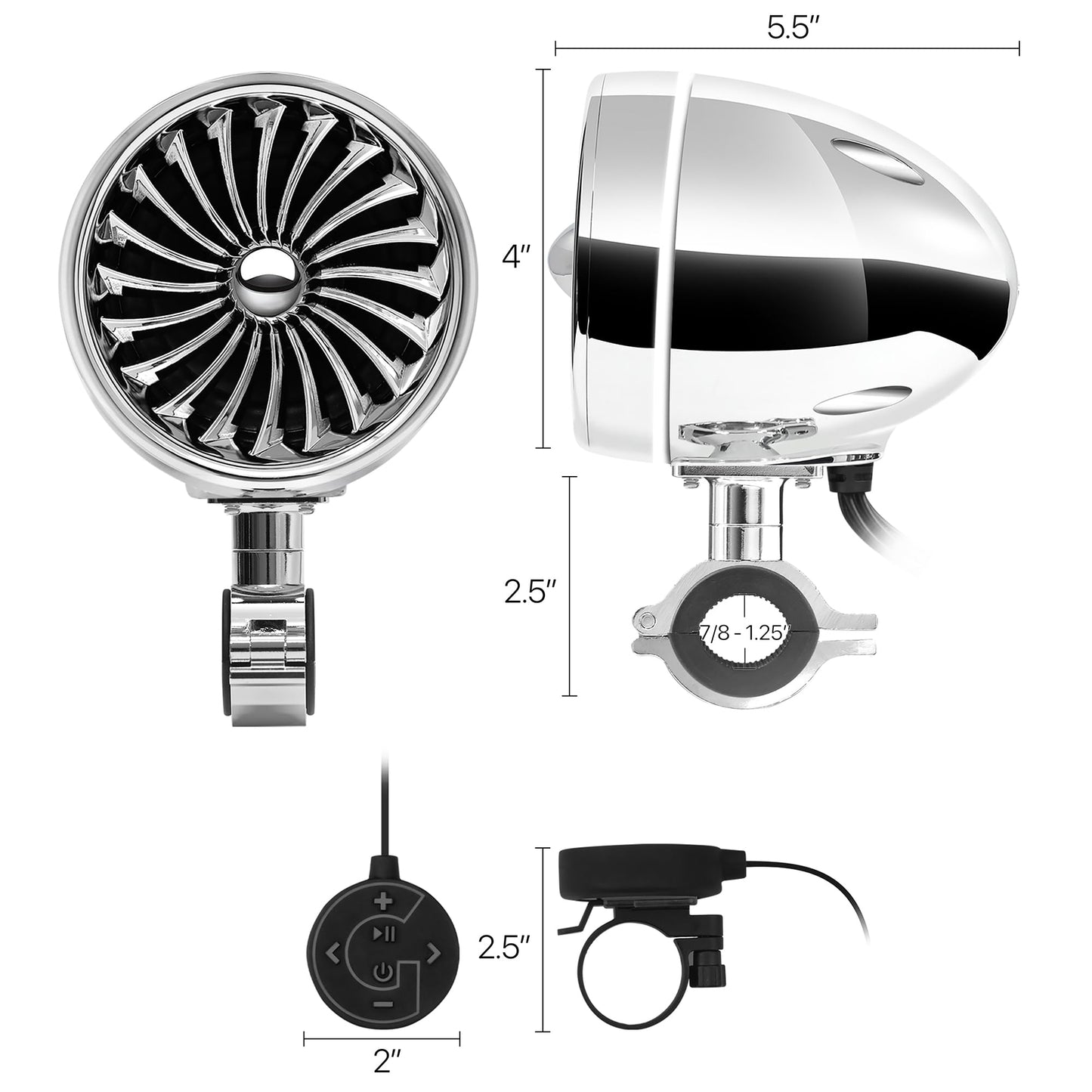 GoHawk - Altavoces Bluetooth para motocicleta con anillo LED, sistema estéreo impermeable de motocicleta de 4 pulgadas, amplificador integrado reproductor de audio de música con USB AUX para Harley