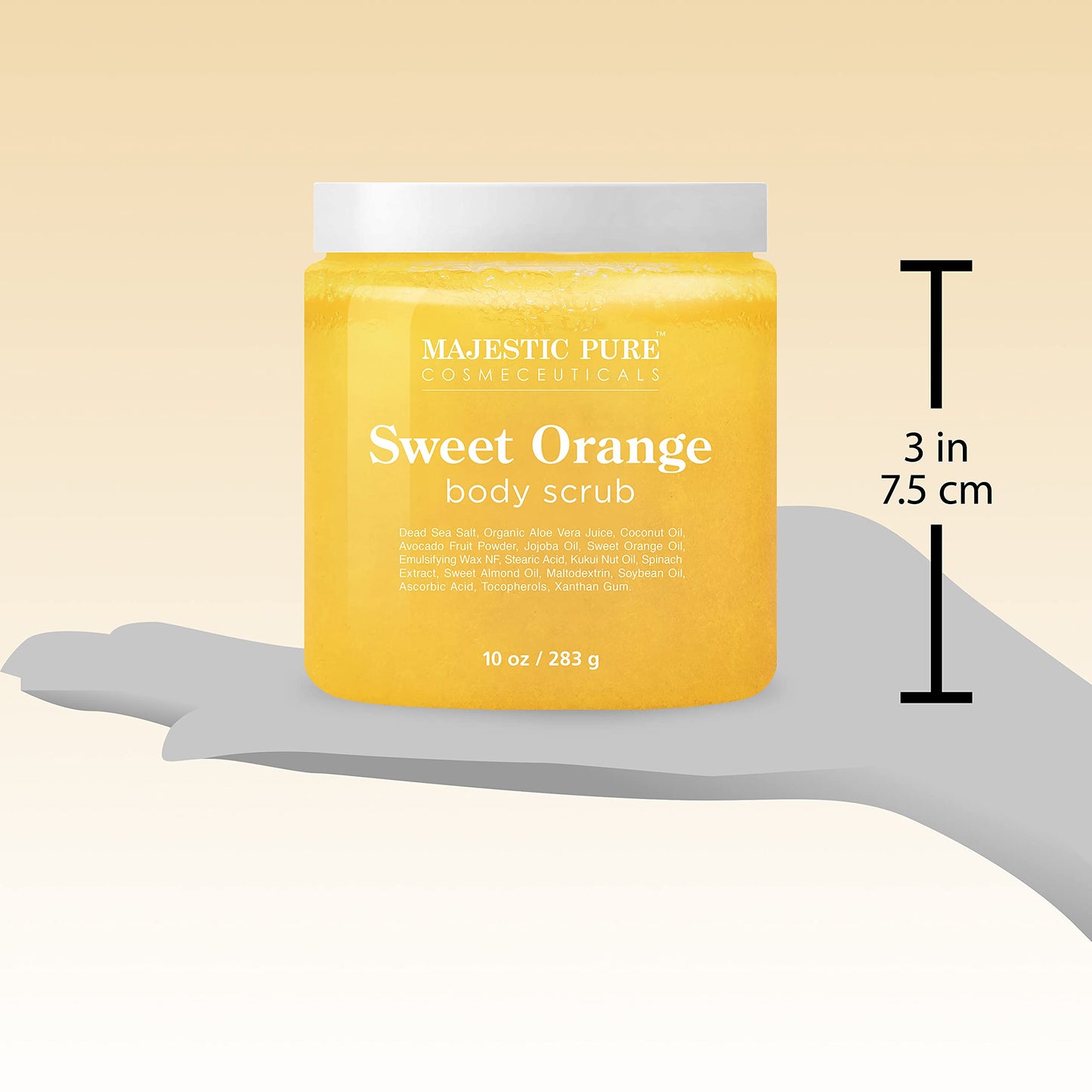 Majestic Pure Sweet Orange Body Scrub - Exfoliates, Moisturizes, and Nourishes Skin, 10 oz