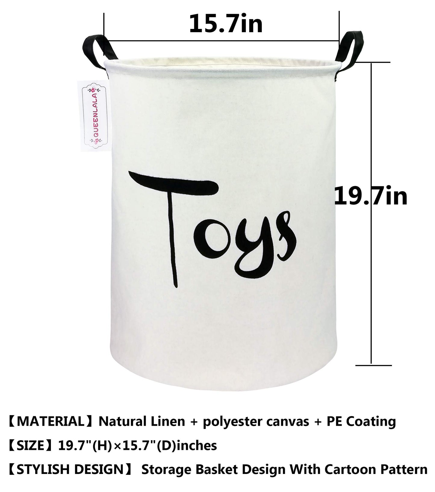 QUEENLALA Cesta de lavandería plegable impermeable de tela redonda para el hogar, juguetes