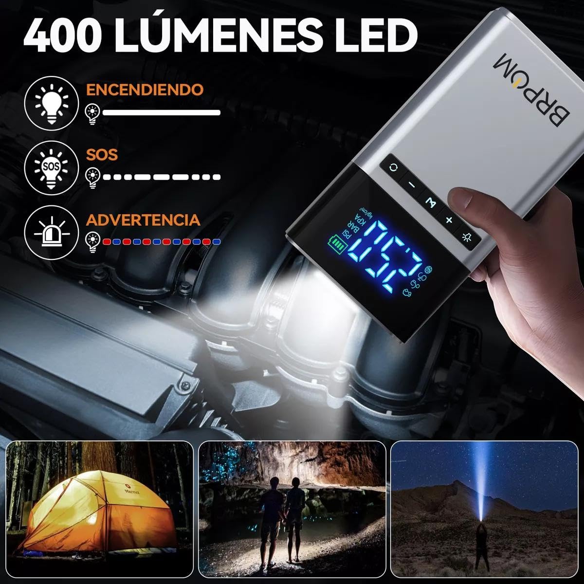 HSZSXJK 4000A 29800mAh Arrancador de Batería de Coche con compresor de Aire 150PSI, 12V Arrancador Portátil de Batería, Pantalla LCD con Luces LED, Estuche de Almacenaje