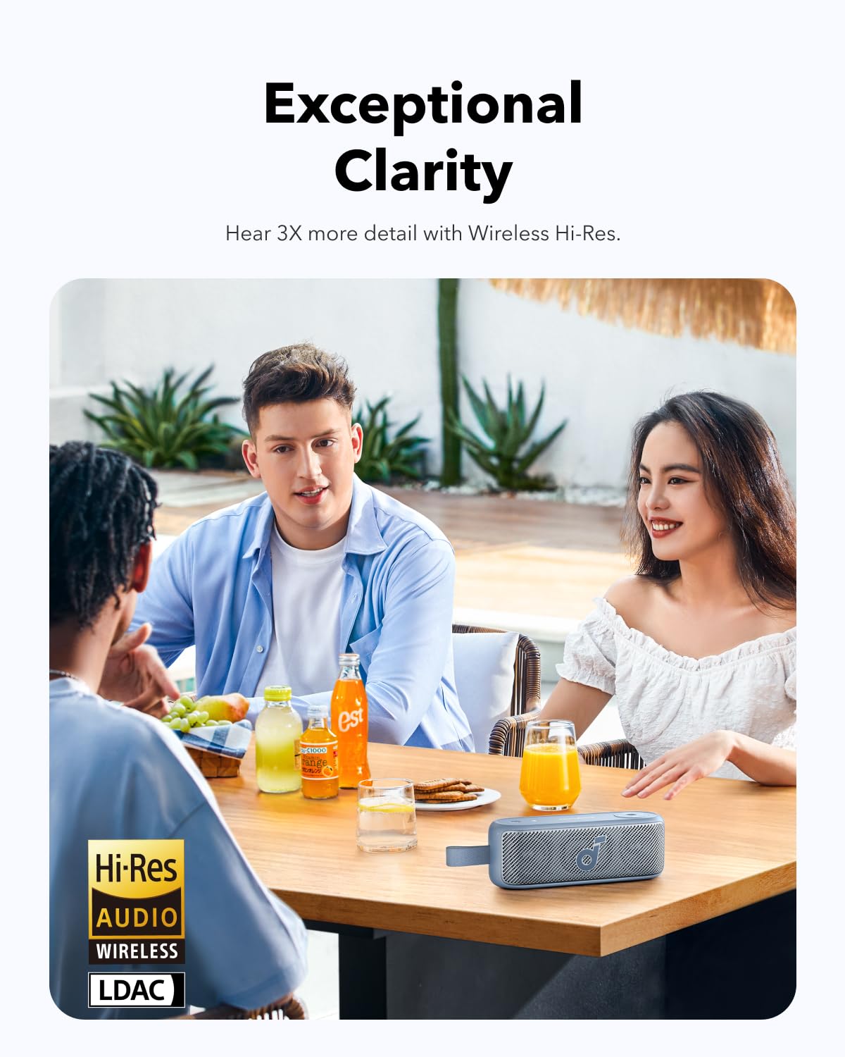 Soundcore by Anker Motion100 Bocinas Portátiles Bluetooth Hi-Res, Controladores de Rango Completo, Graves Impactantes, Ecualizador Personalizable, IPX7, Ideal para Exteriores