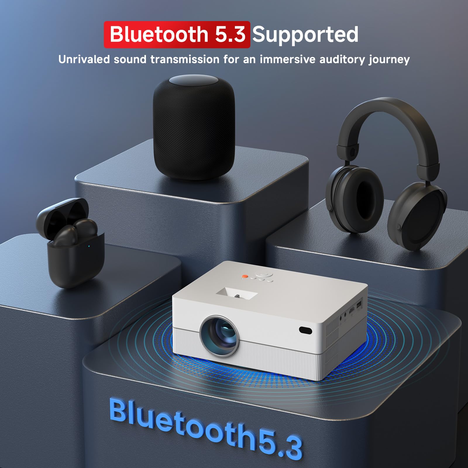 Mini Proyector Eléctrico con WiFi y Bluetooth 1080P Nativo Compatible con 4K para Cine en Casa